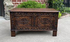 Ancienne boîte à couvertures anglaise, coffret de rangement pour table basse, coffret en chêne