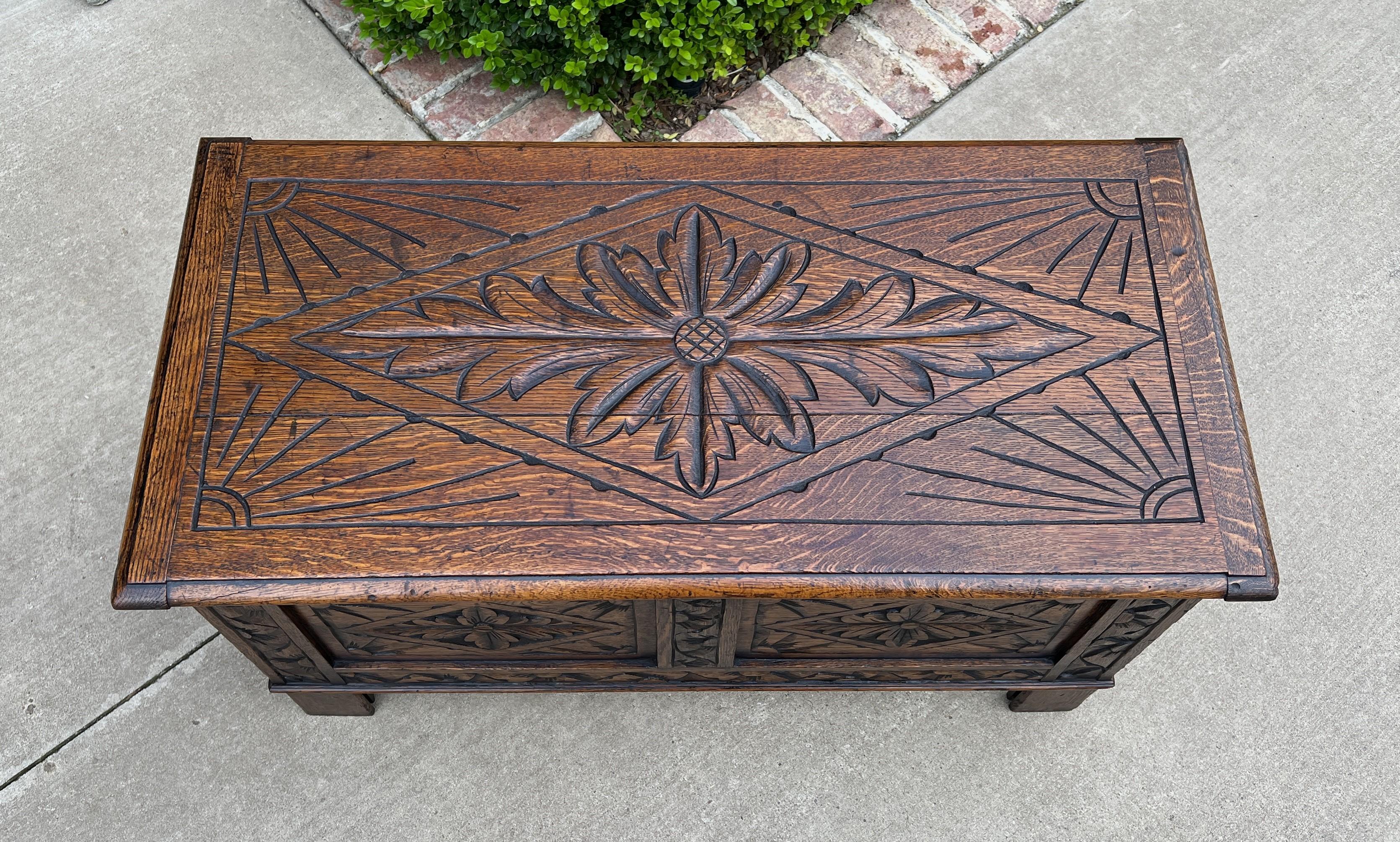 Early 20th Century Antique English Blanket Box Chest Trunk Coffee Table Storage Chest Coffer Oak