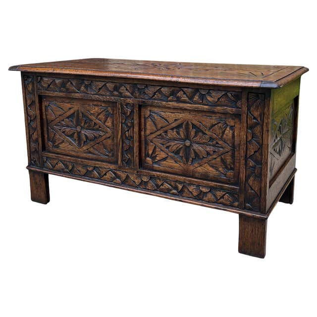 Antique Pyrography Blanket Storage Chest For Sale at 1stDibs | pillow ...