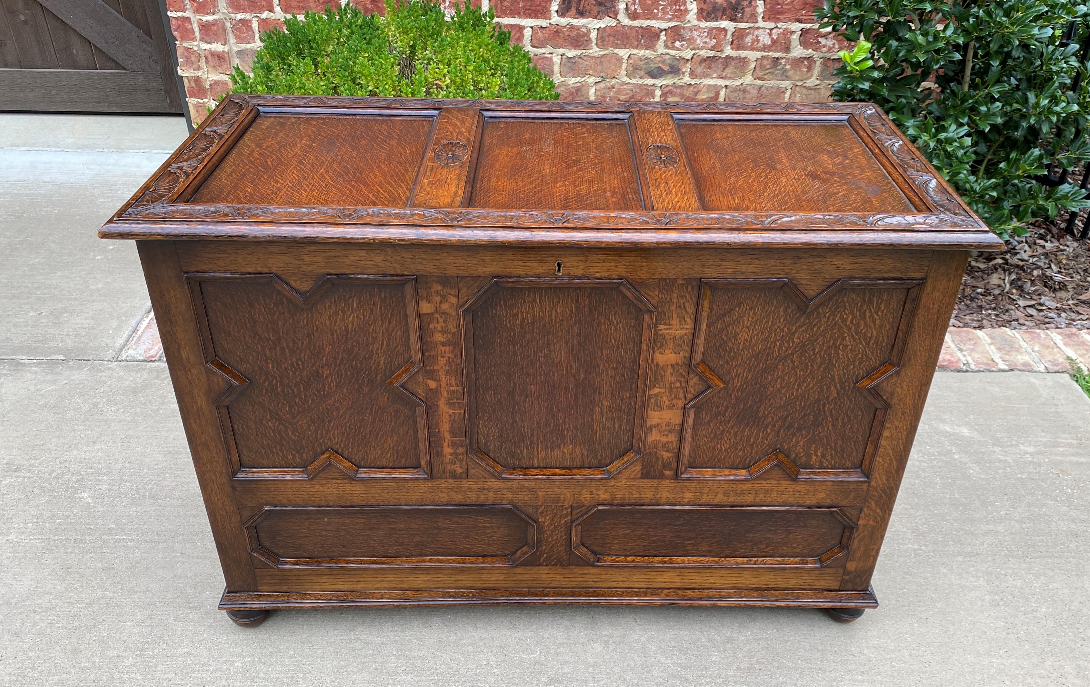 Antique English Blanket Box Chest Trunk Coffer Storage Chest Jacobean Tudor Oak 6