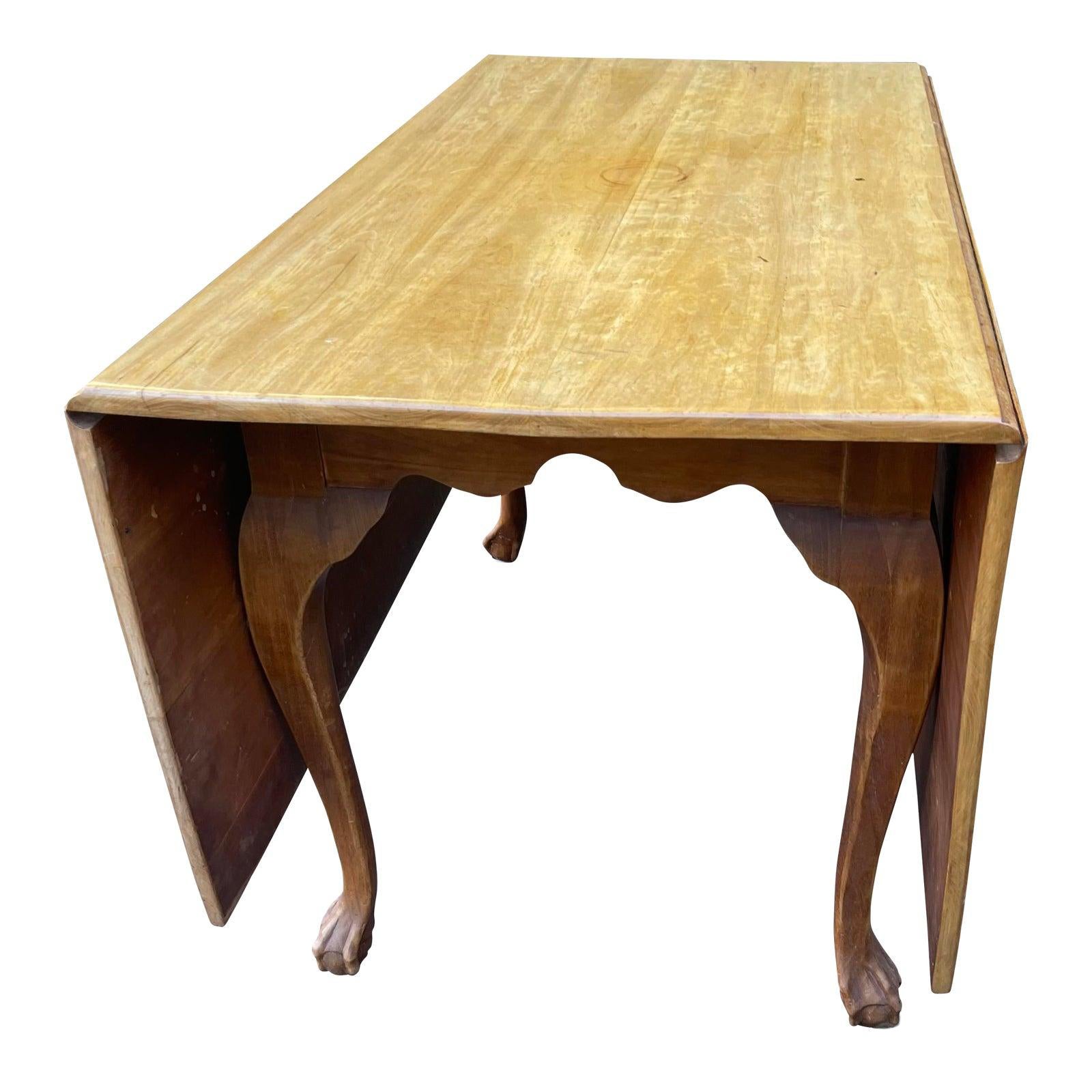 Antique English Bleached Mahogany Drop Leaf Dining Table, 18th Century
