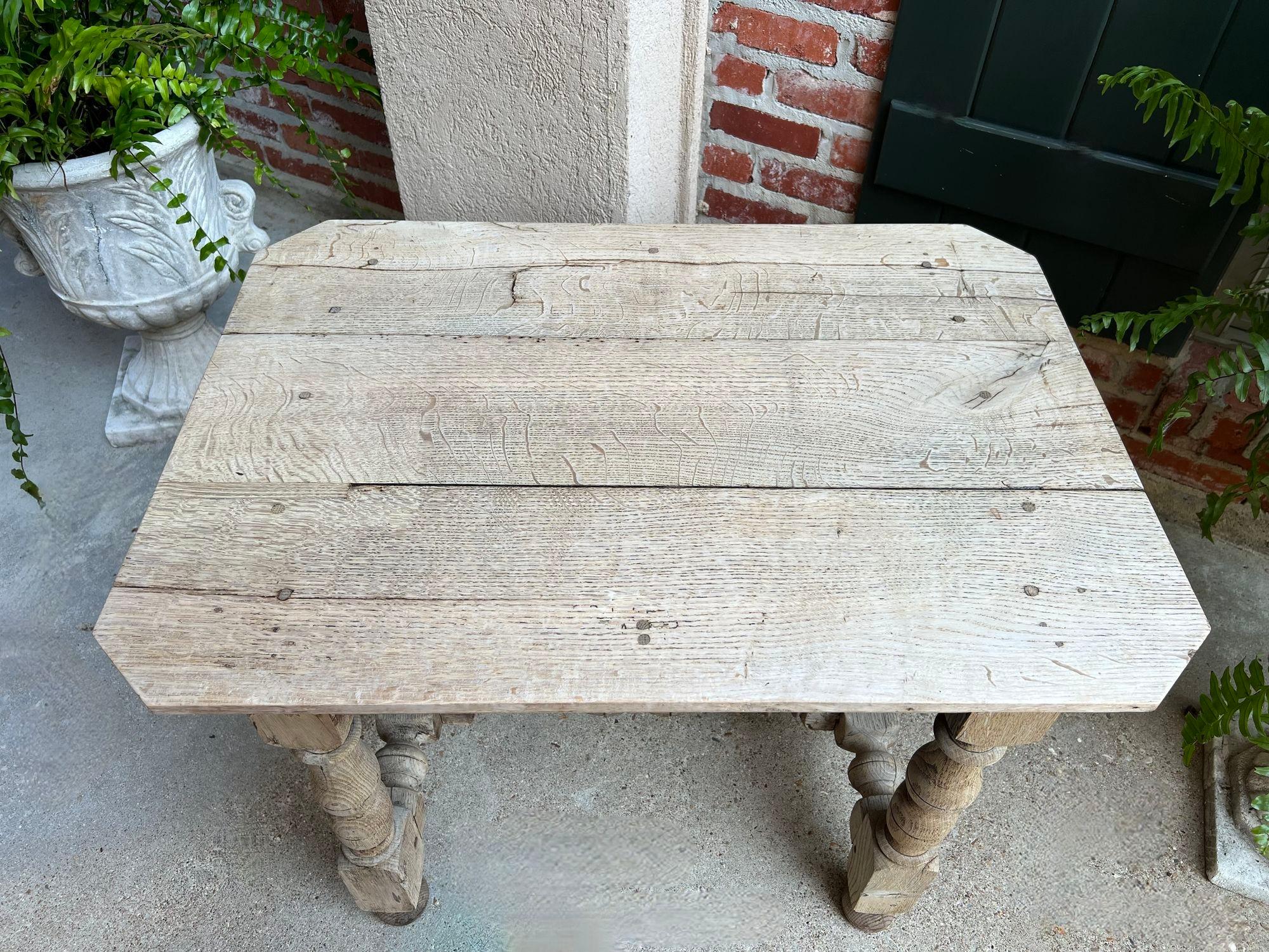Antique English Bleached Sofa Side Table Console Stripped Jacobean Oak c1850 5