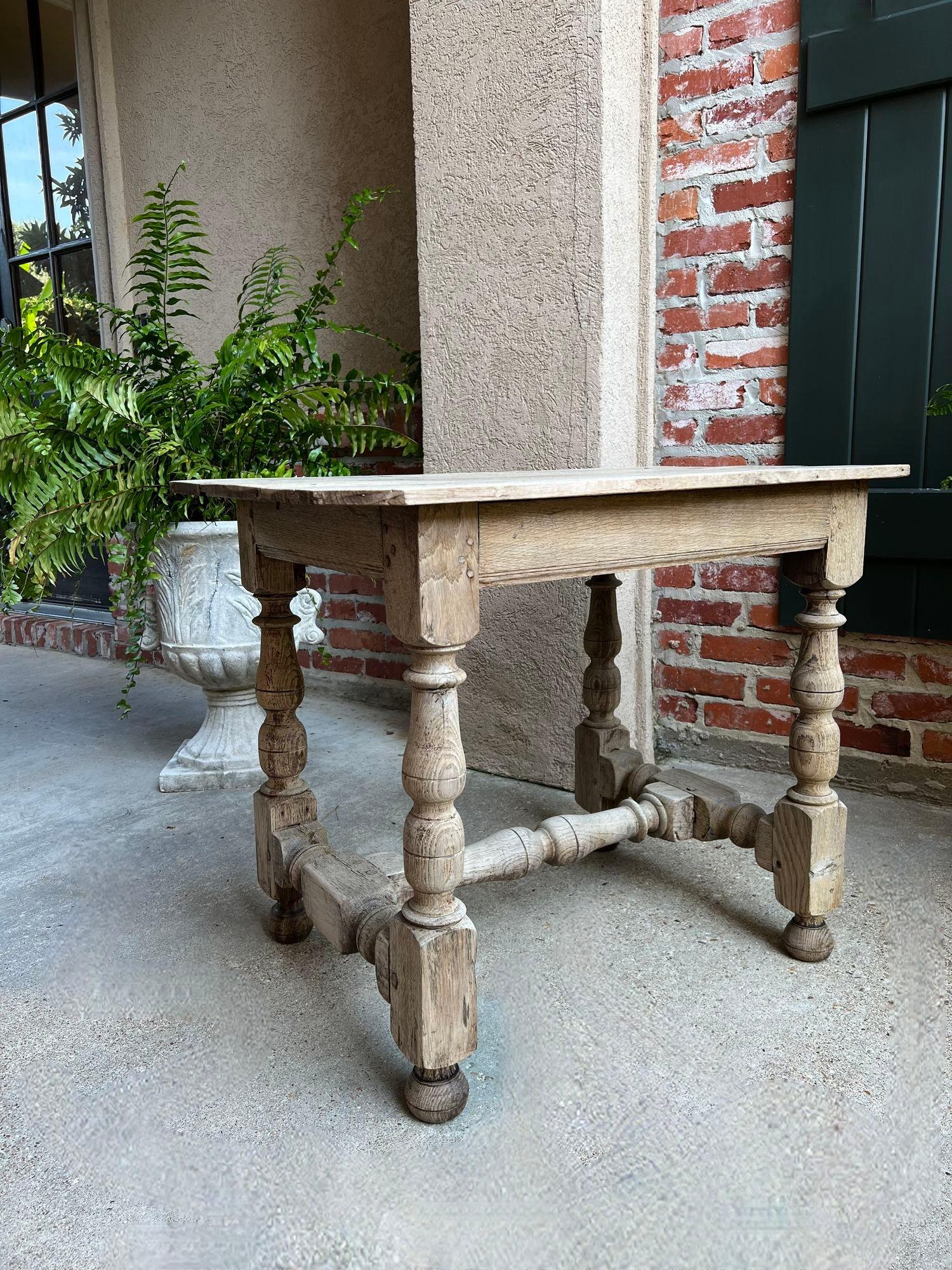 Antique English Bleached Sofa Side Table Console Stripped Jacobean Oak c1850 11