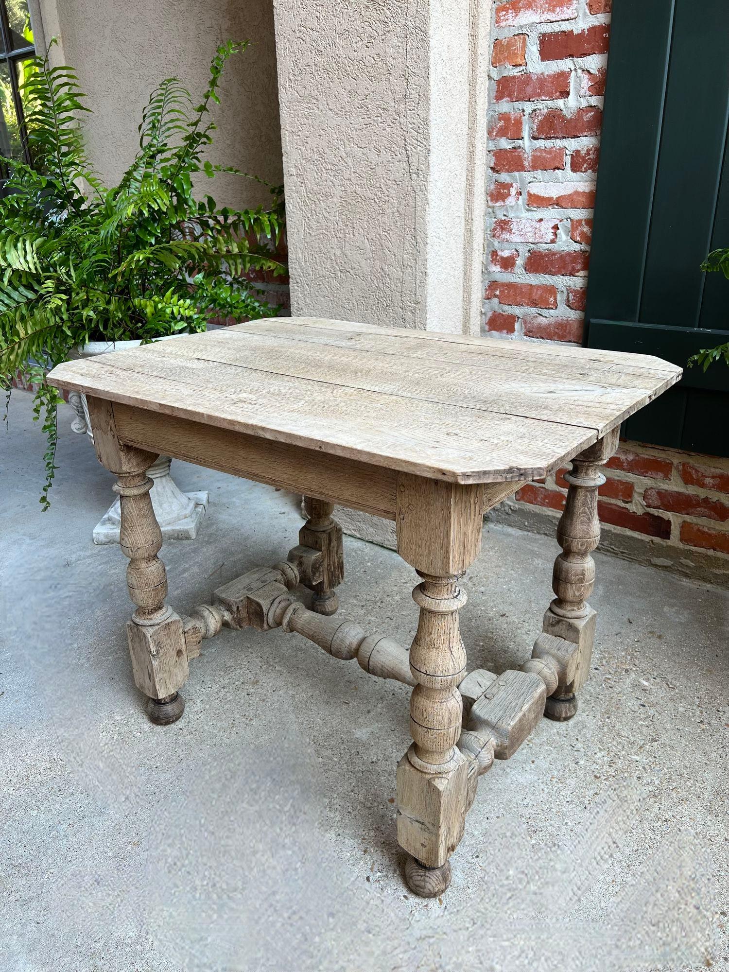 19th Century Antique English Bleached Sofa Side Table Console Stripped Jacobean Oak c1850