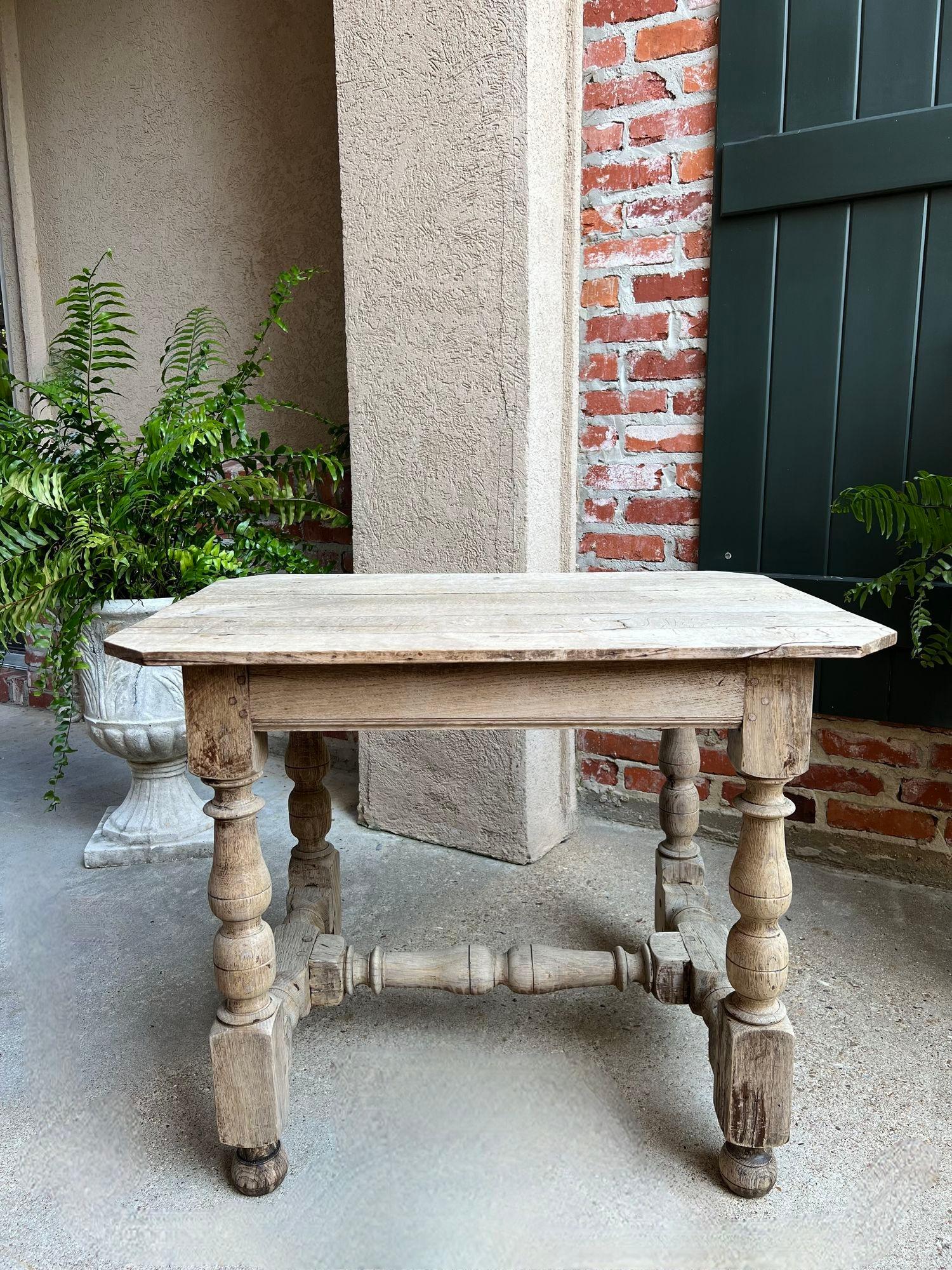 Antique English Bleached Sofa Side Table Console Stripped Jacobean Oak c1850 1