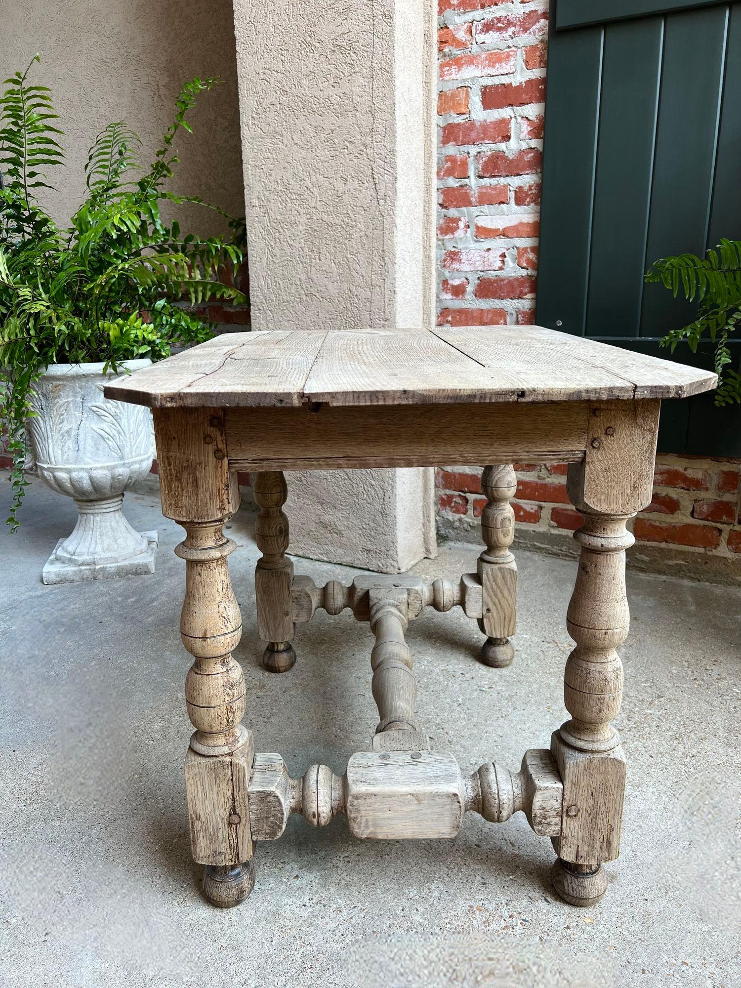 Antique English Bleached Sofa Side Table Console Stripped Jacobean Oak c1850 4