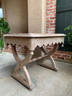 Antique English Bleached Sofa Side Table Pitch Pine Gothic Sabre Leg Stripped