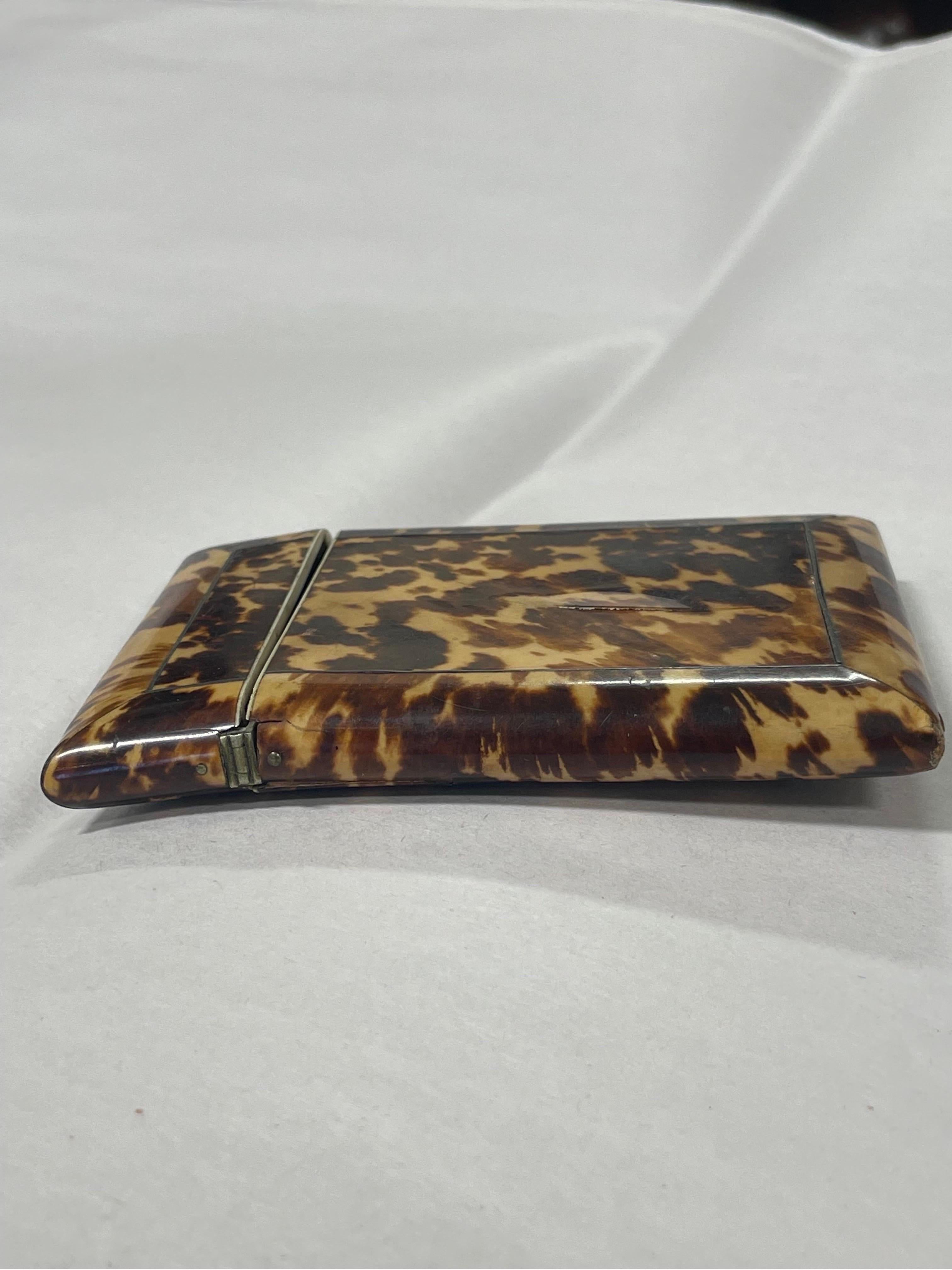 Antique English Blonde Tortoiseshell Hinged Card Holder For Sale 6