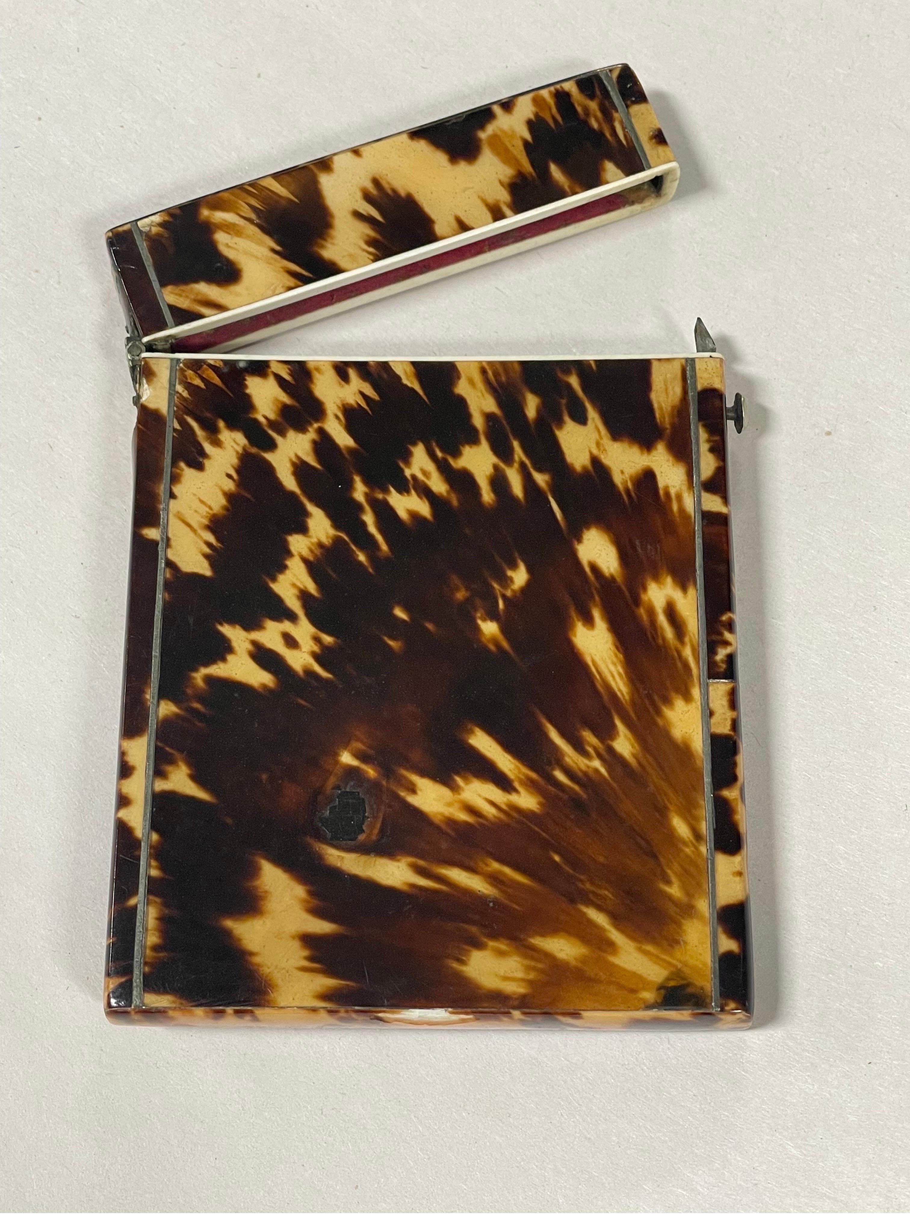 Antique English Blonde Tortoiseshell Hinged Card Holder 12