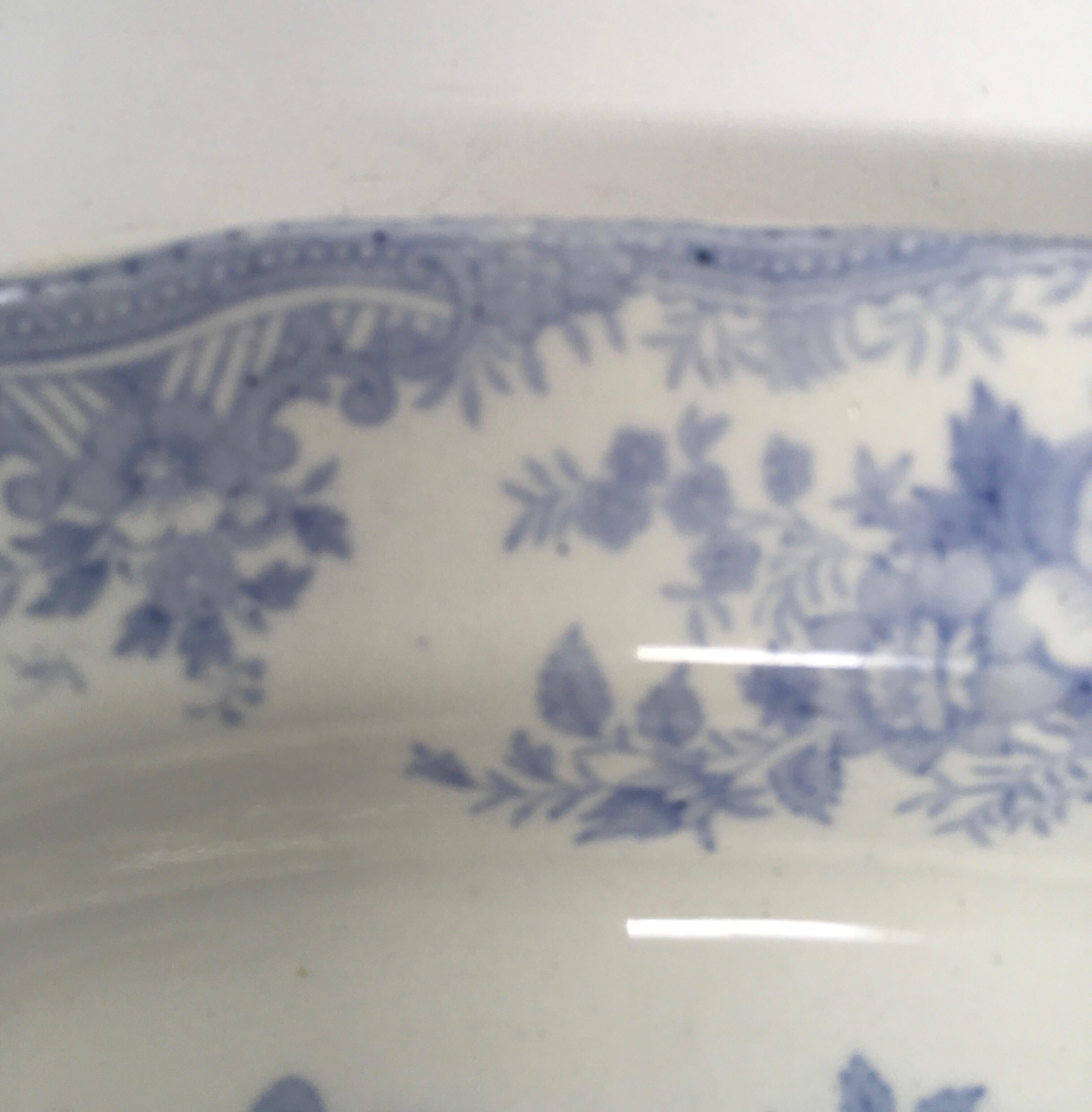 20th Century Antique English Blue and White Asiatic Pheasants Transferware Platter