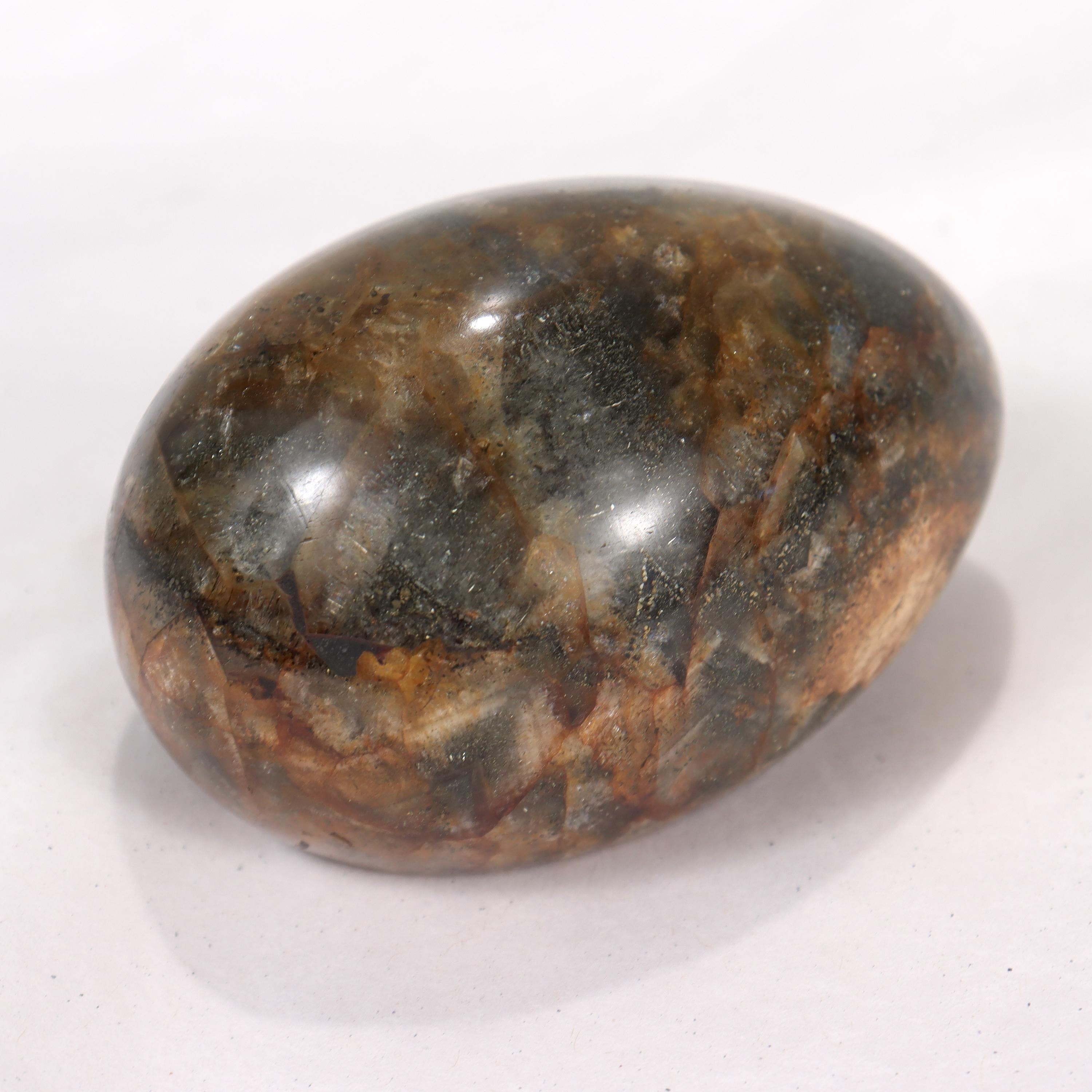 20th Century Antique English Blue John or Derbyshire Spar Egg Shaped Paperweight For Sale