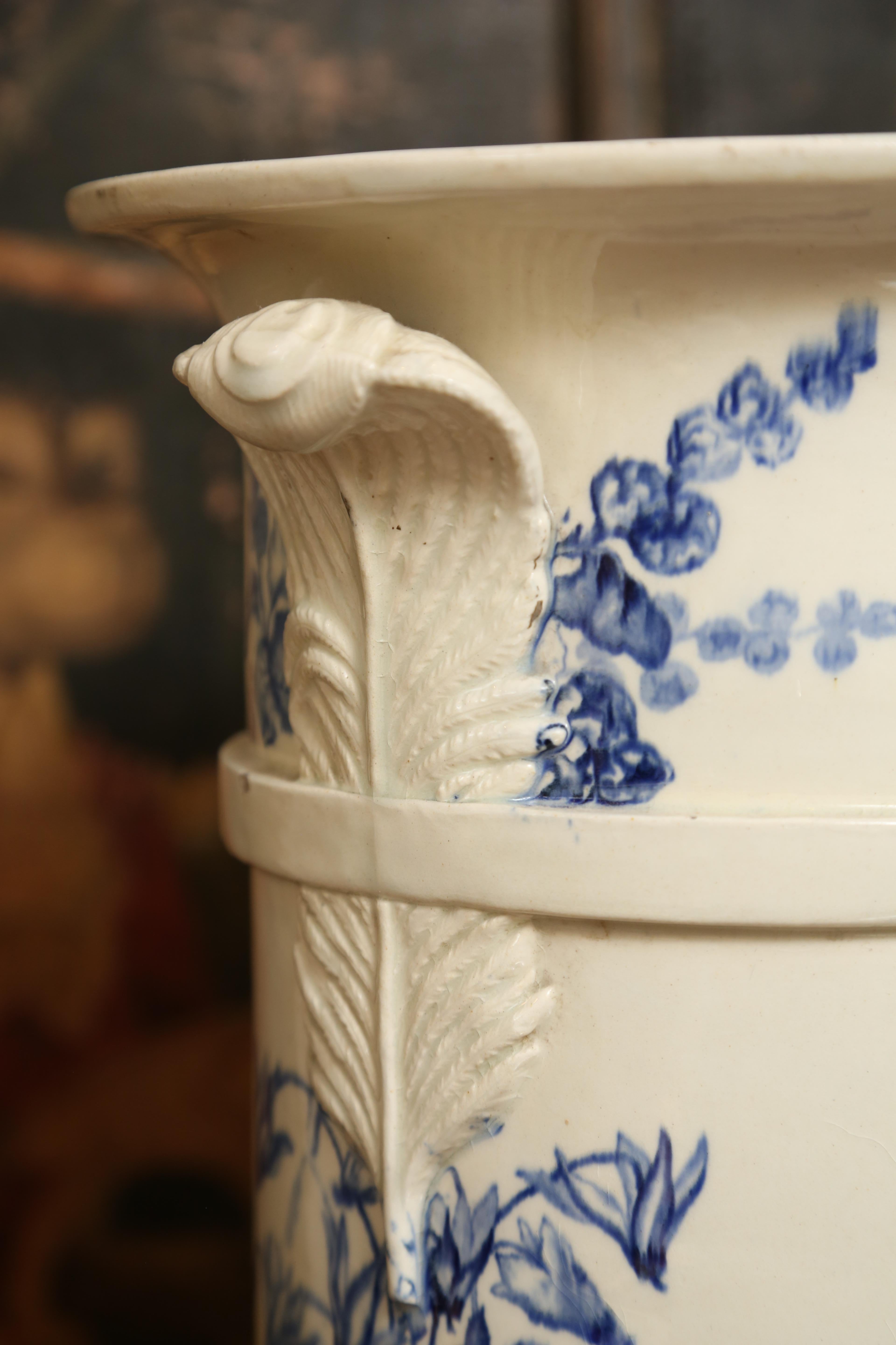 Antique English Blue and White Umbrella Stand 2