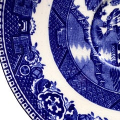 Antique English Blue Willow Transferware Trinket Dish by Alfred Meakin