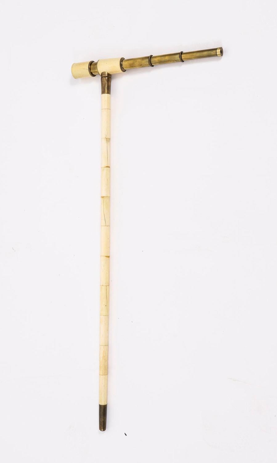 Antiguo bastón telescópico inglés de hueso Siglo XIX 92cm/36 pulgadas en Bueno estado para la venta en London, GB