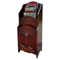 Antique English Book Magazine Rack Bookshelf Oak PETITE Storage Cabinet c. 1920s