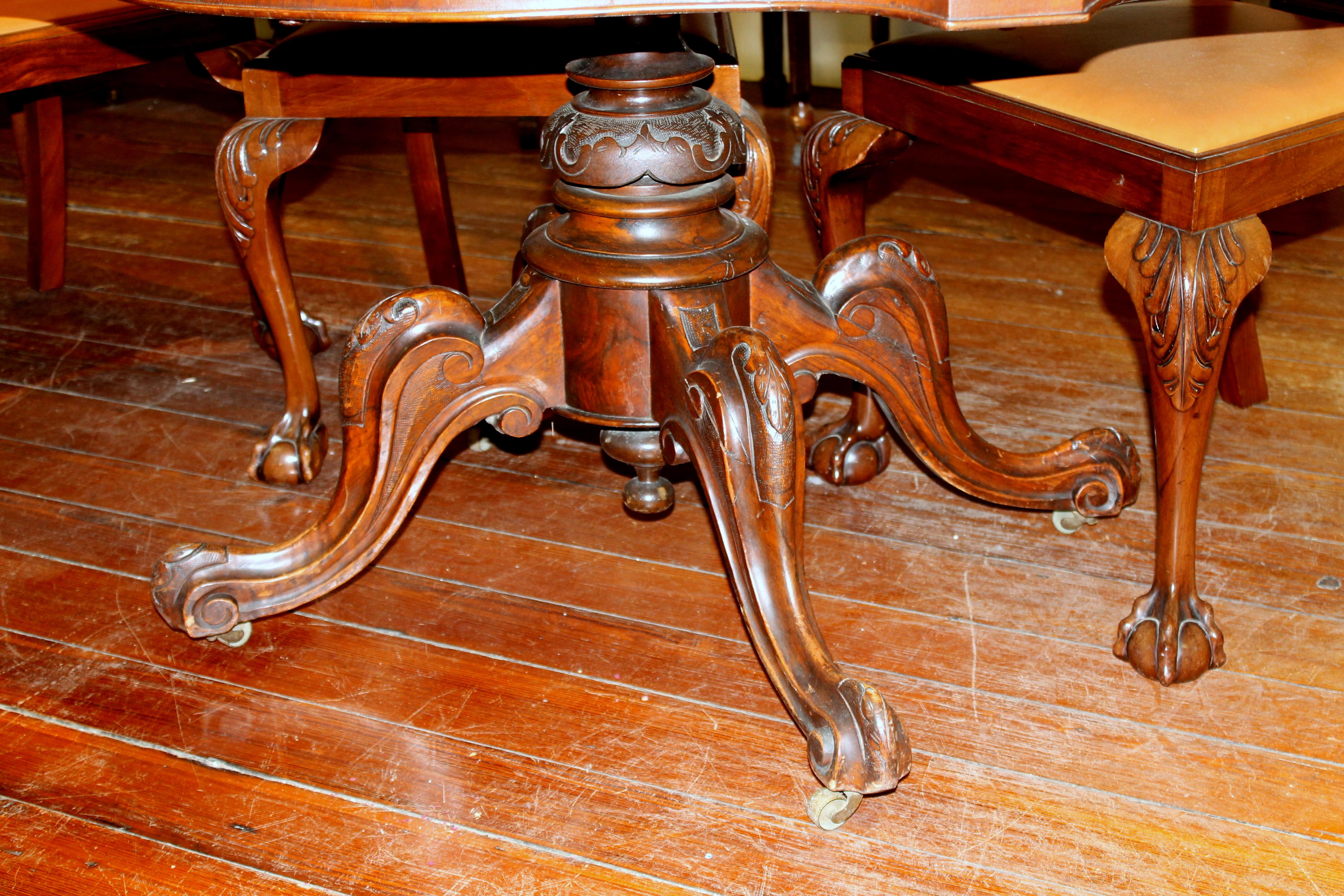 English Book-Matched Burr Walnut Rare Shaped Tilt-Top Loo or Bkfst Table 4