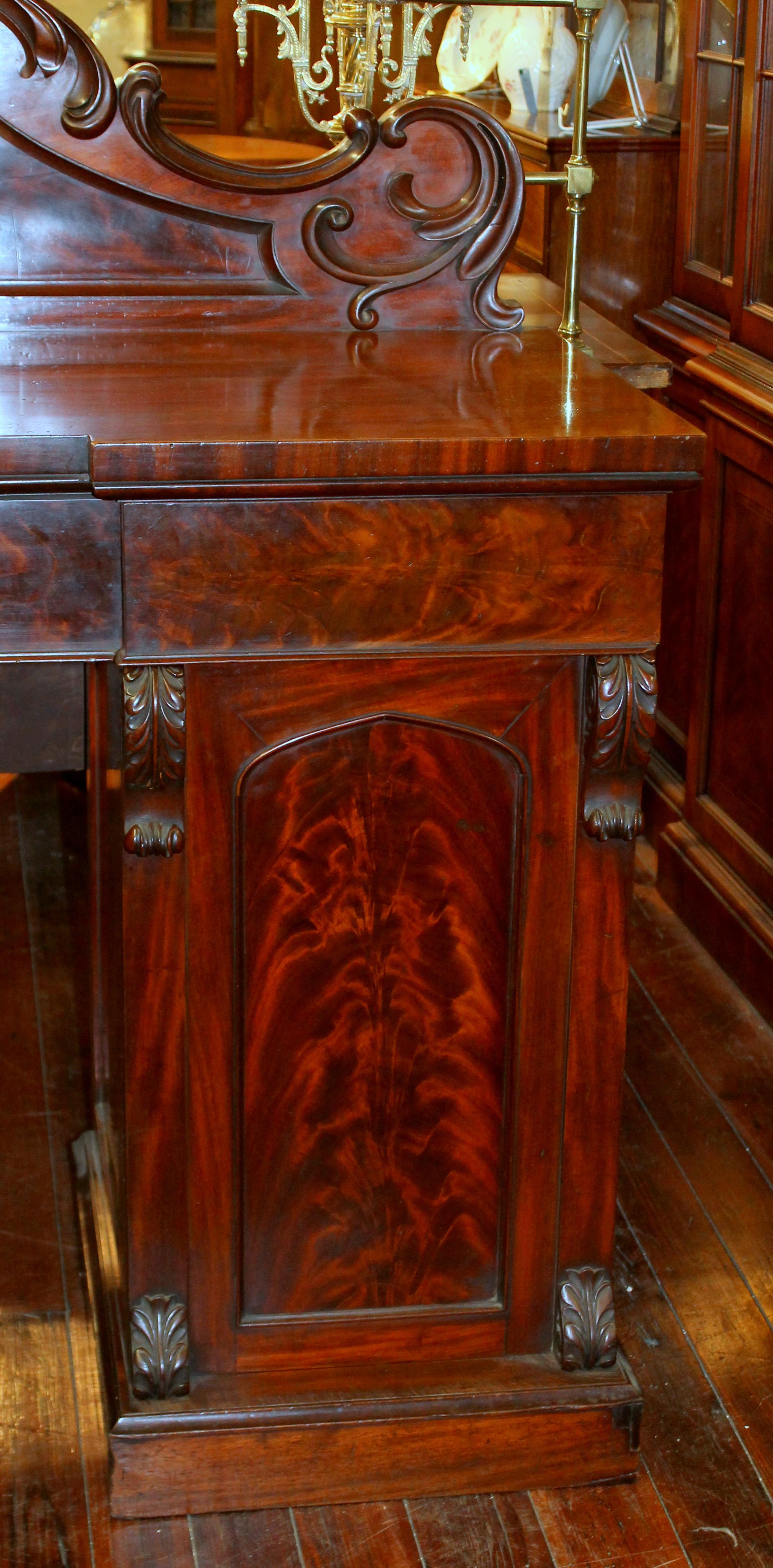 Antique English Book-Matched Flame Mahogany Victorian Sideboard 5