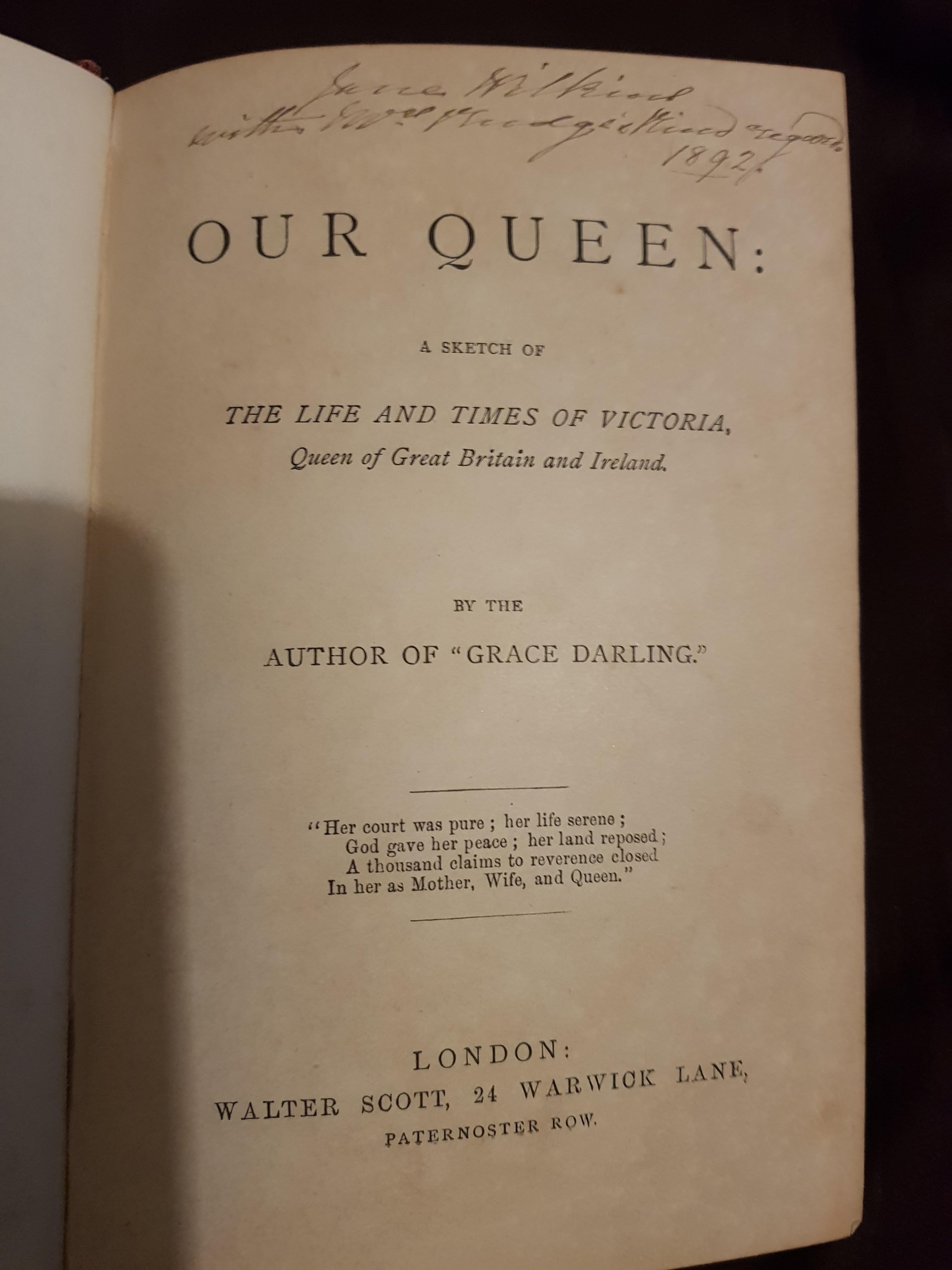 Antique English book by Walter Scott, 1887, signed 1892 brilliant condition.