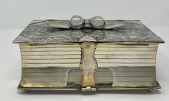 Antique Rare English Book-Shaped Sheffield Silver Humidor circa 1885