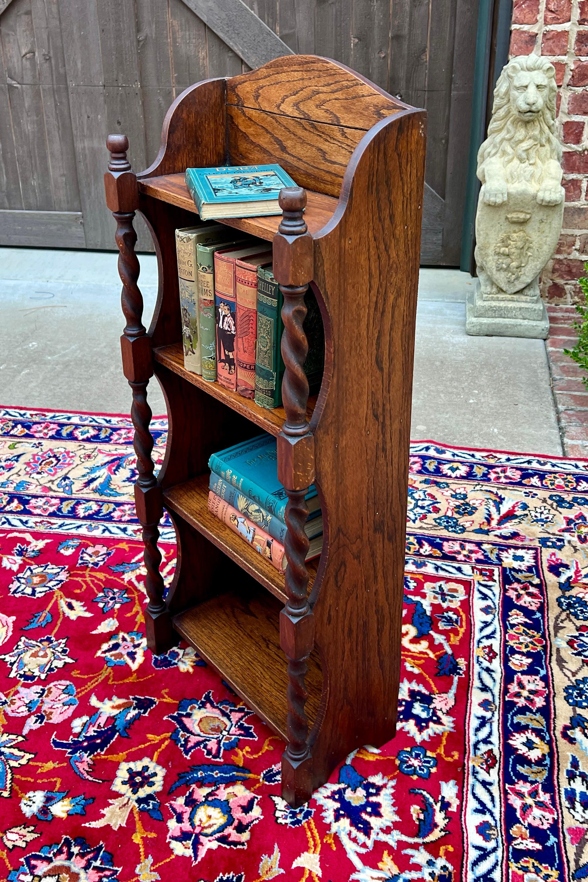 Antique English Bookcase Bookshelf Display Cabinet Barley Twist Honey Oak c1920s 6