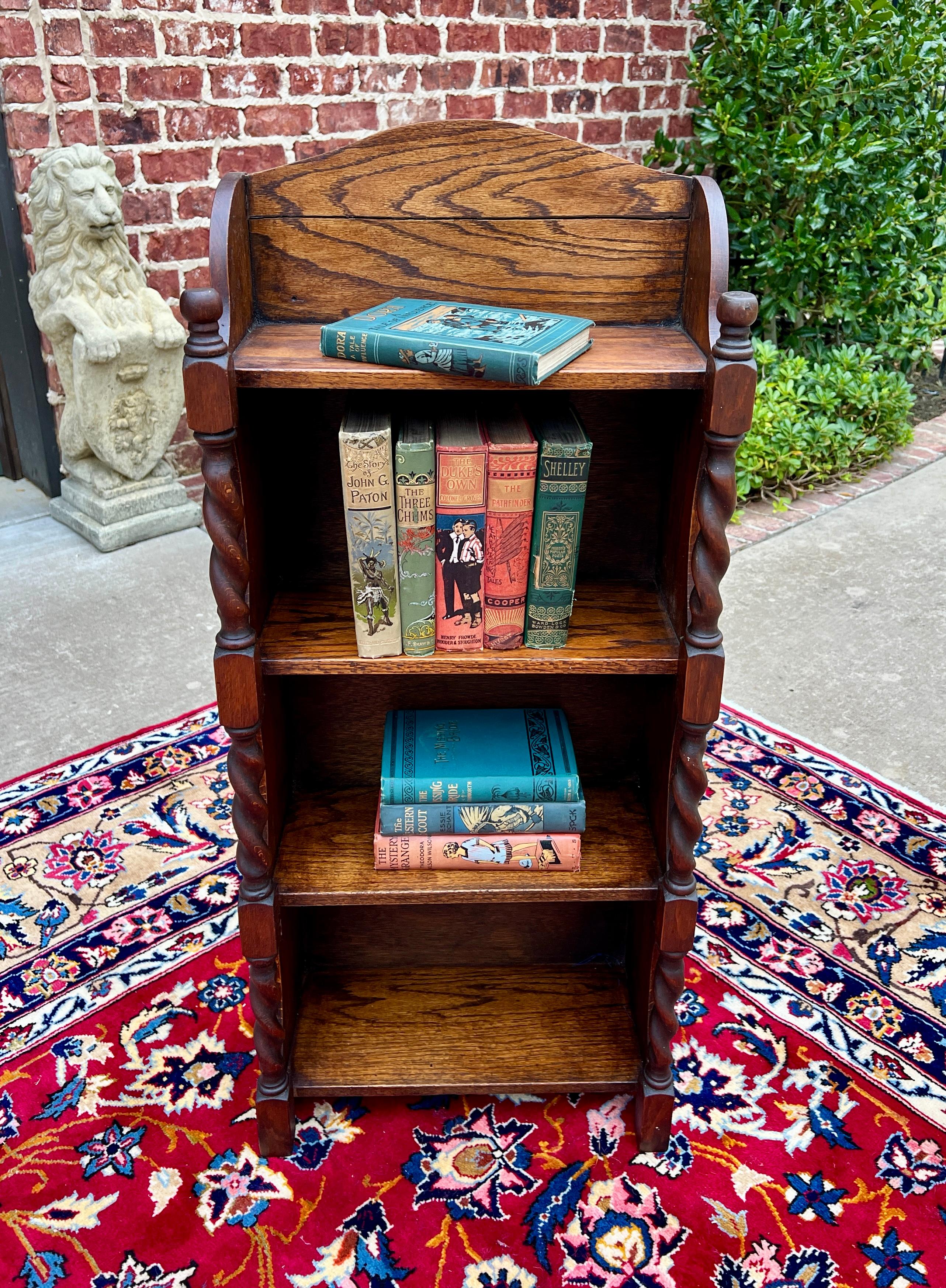 Antique English Bookcase Bookshelf Display Cabinet Barley Twist Honey Oak c1920s 7