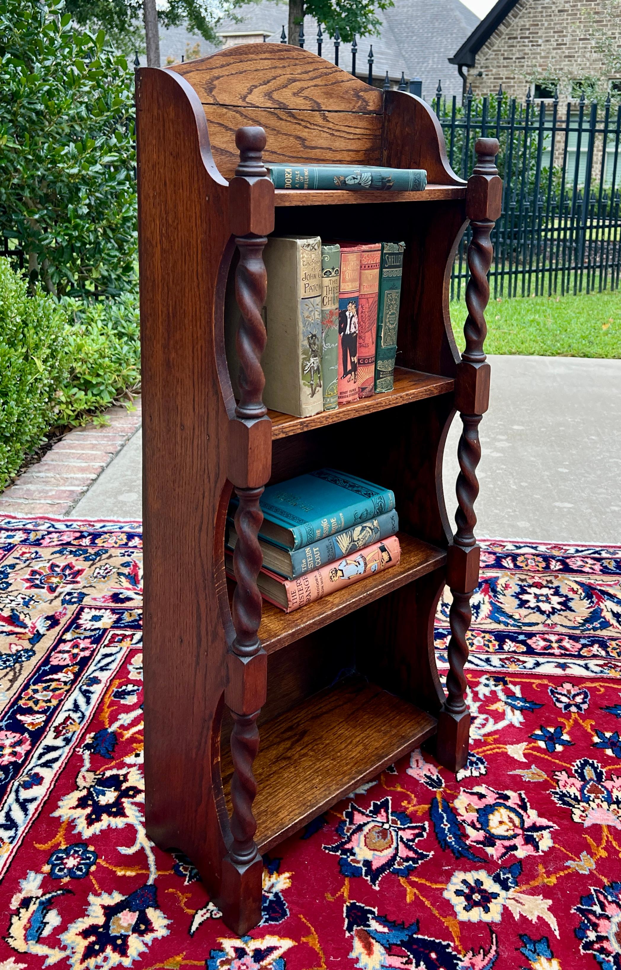 Antique English Bookcase Bookshelf Display Cabinet Barley Twist Honey Oak c1920s 9