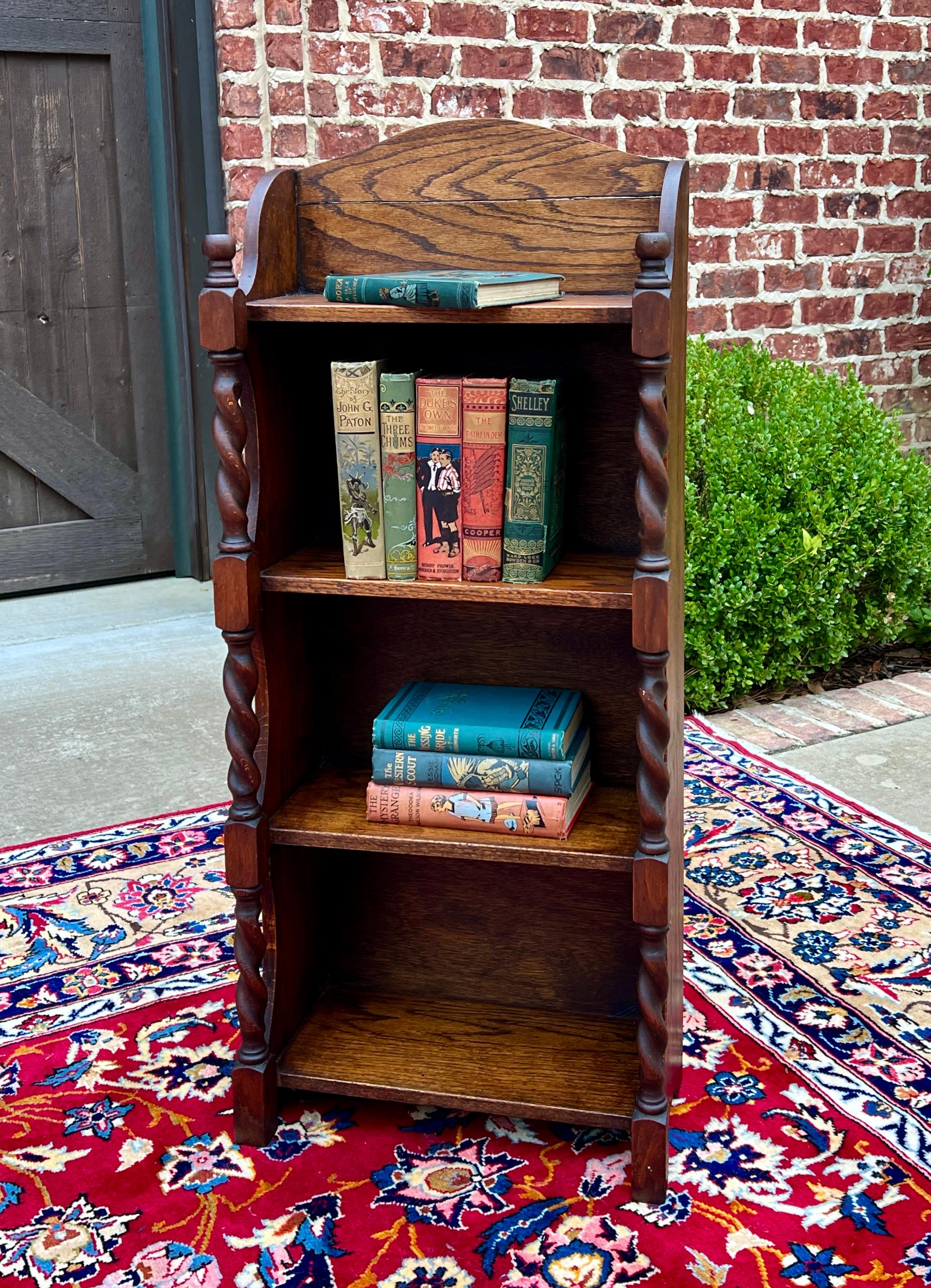 Antique English Bookcase Bookshelf Display Cabinet Barley Twist Honey Oak c1920s 1