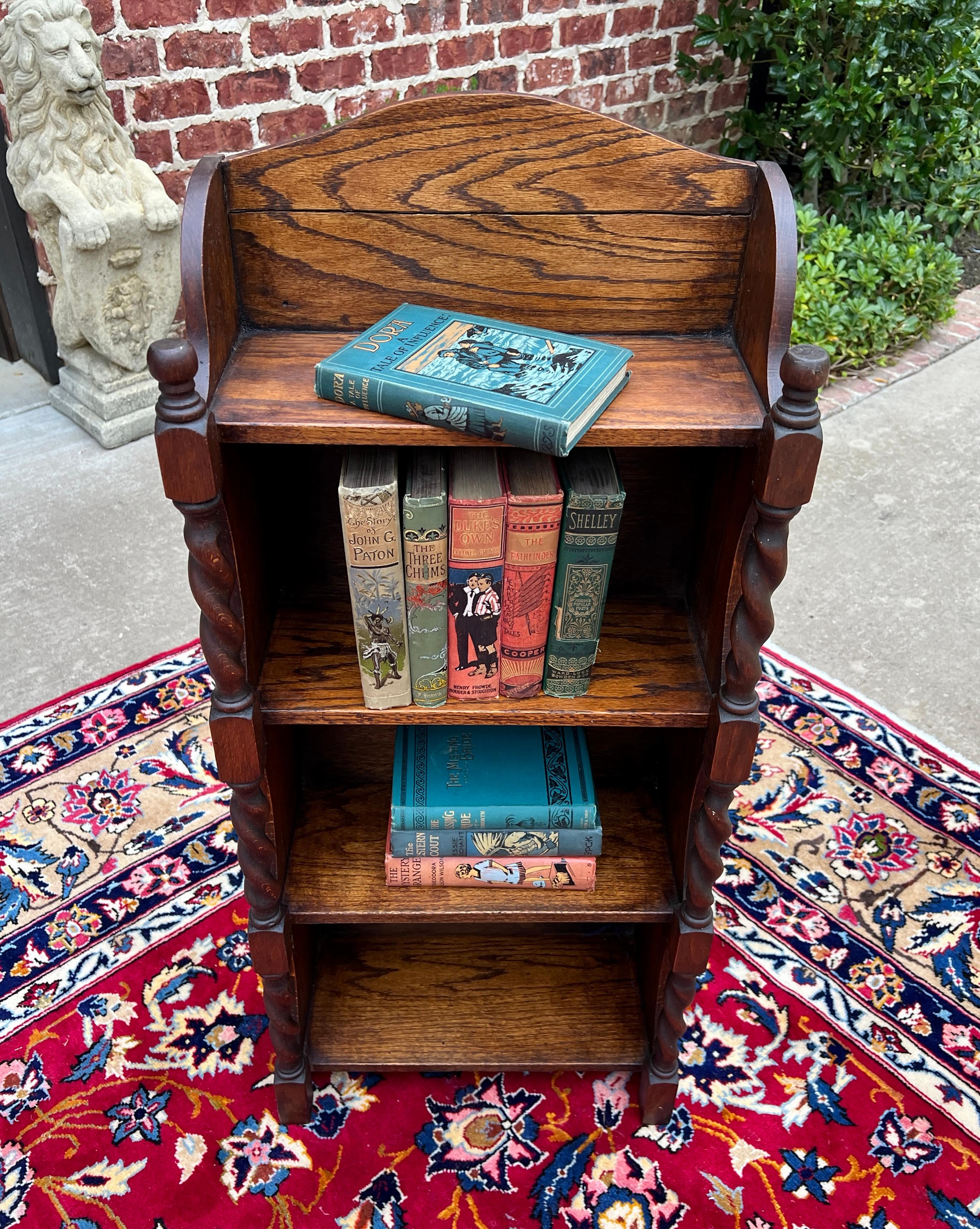 Antique English Bookcase Bookshelf Display Cabinet Barley Twist Honey Oak c1920s 2