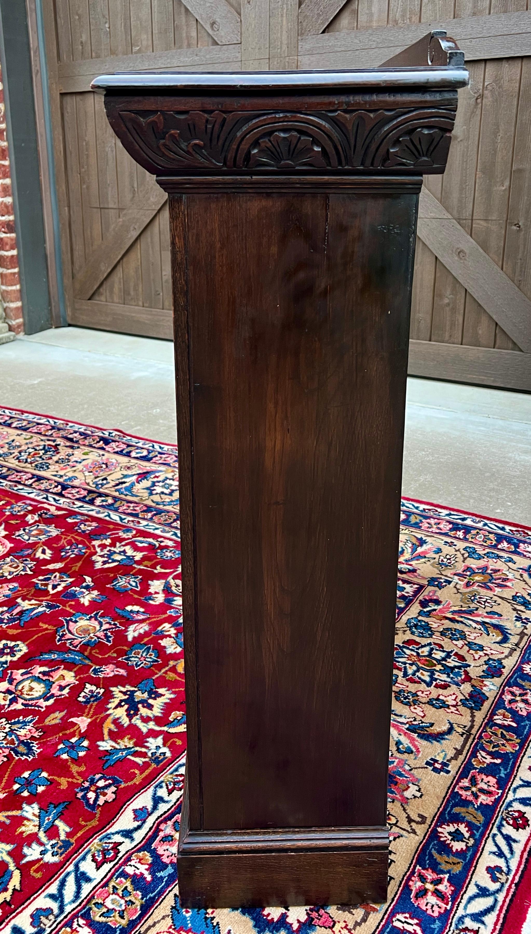 Antique English Bookcase Bookshelf Display Cabinet Carved Oak c. 1920-30s 6