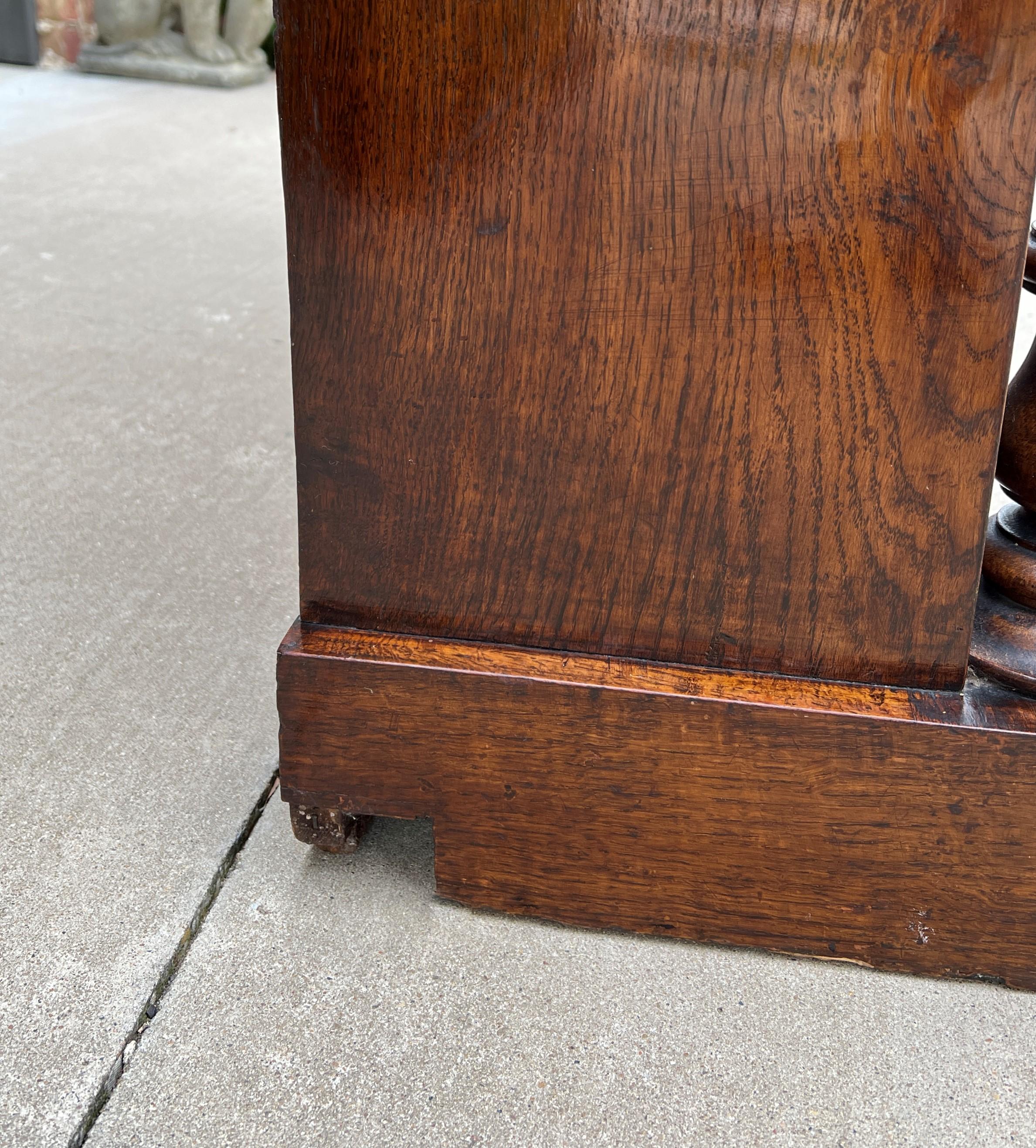 Antique English Bookcase Display Shelf Cabinet Barley Twist Oak C. 1920s 8