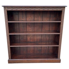 Antique English Bookcase Display Shelf Cabinet Oak Slim Profile, c. 1920s