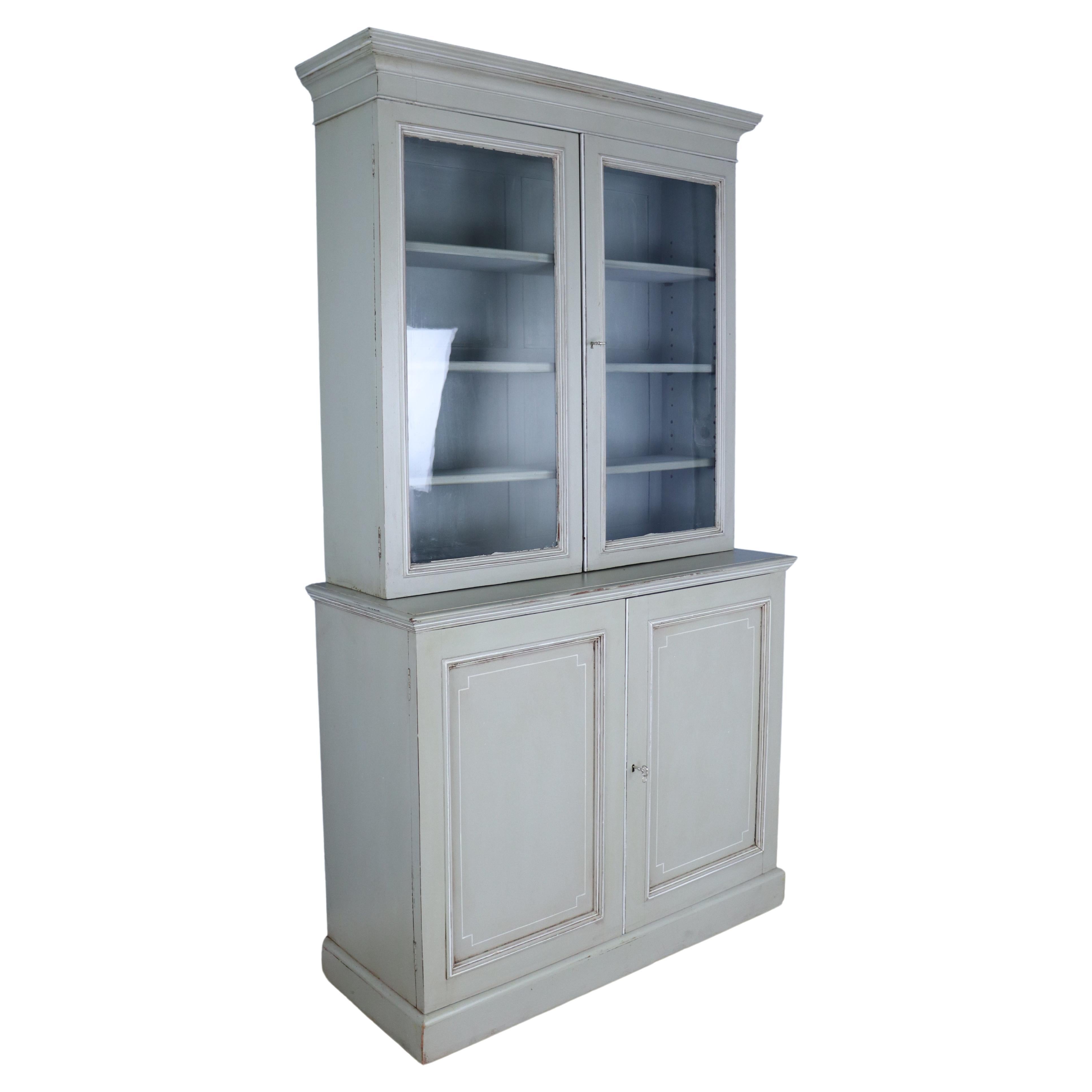 Antique English Bookcase, Newly Painted in the Regency Style For Sale