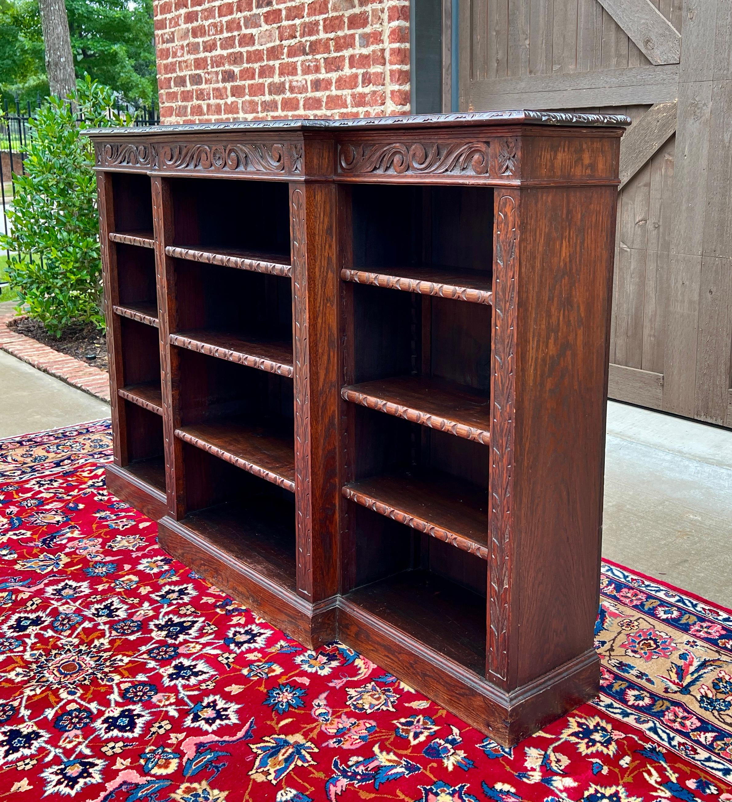 Early 20th Century Antique English Bookcase Stepback Bookshelf Display Cabinet Oak c. 1900s