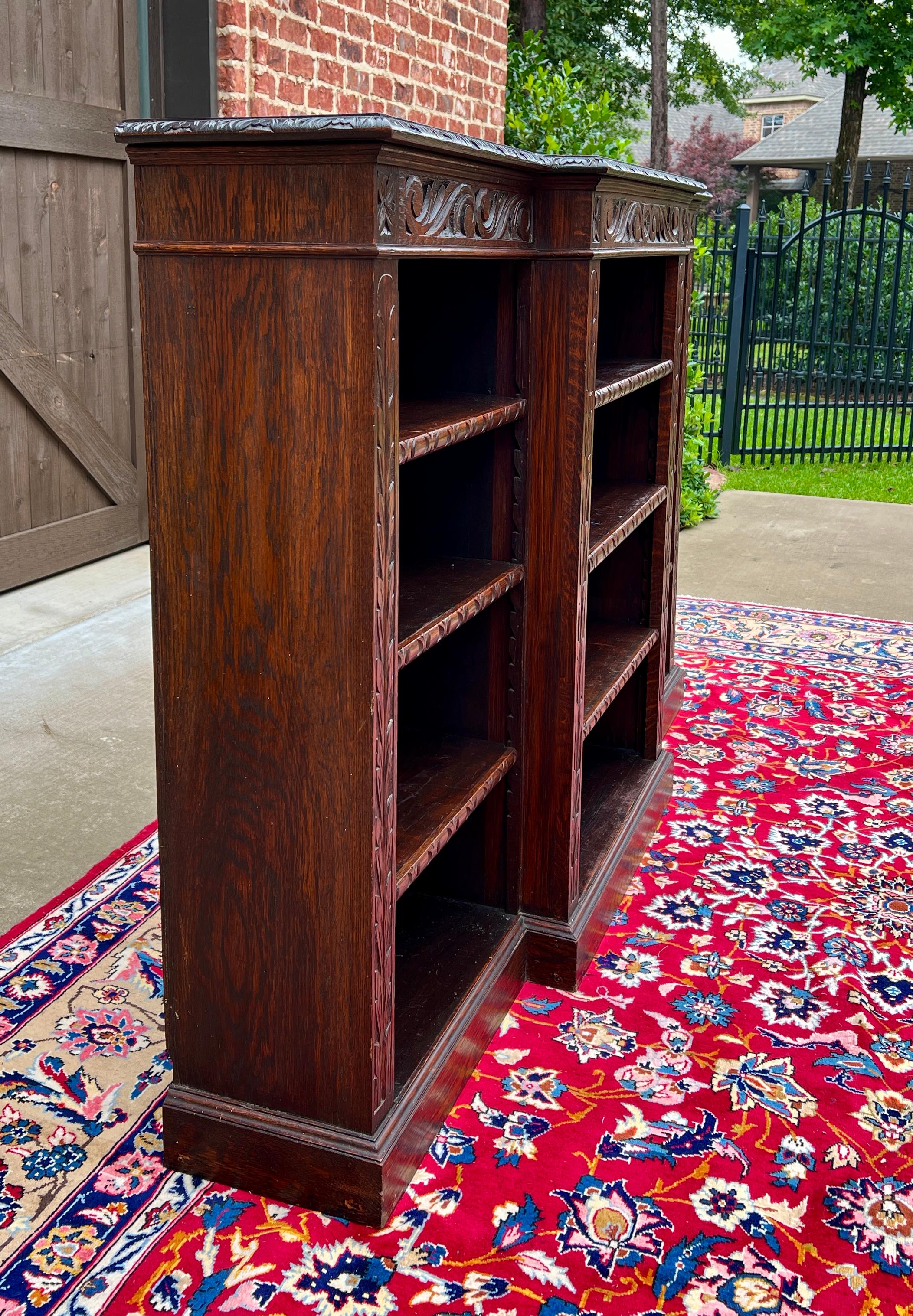 Antique English Bookcase Stepback Bookshelf Display Cabinet Oak c. 1900s 4