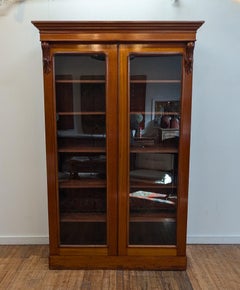 Antique English Bookcase with Glass Doors