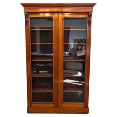 Antique English Bookcase with Glass Doors