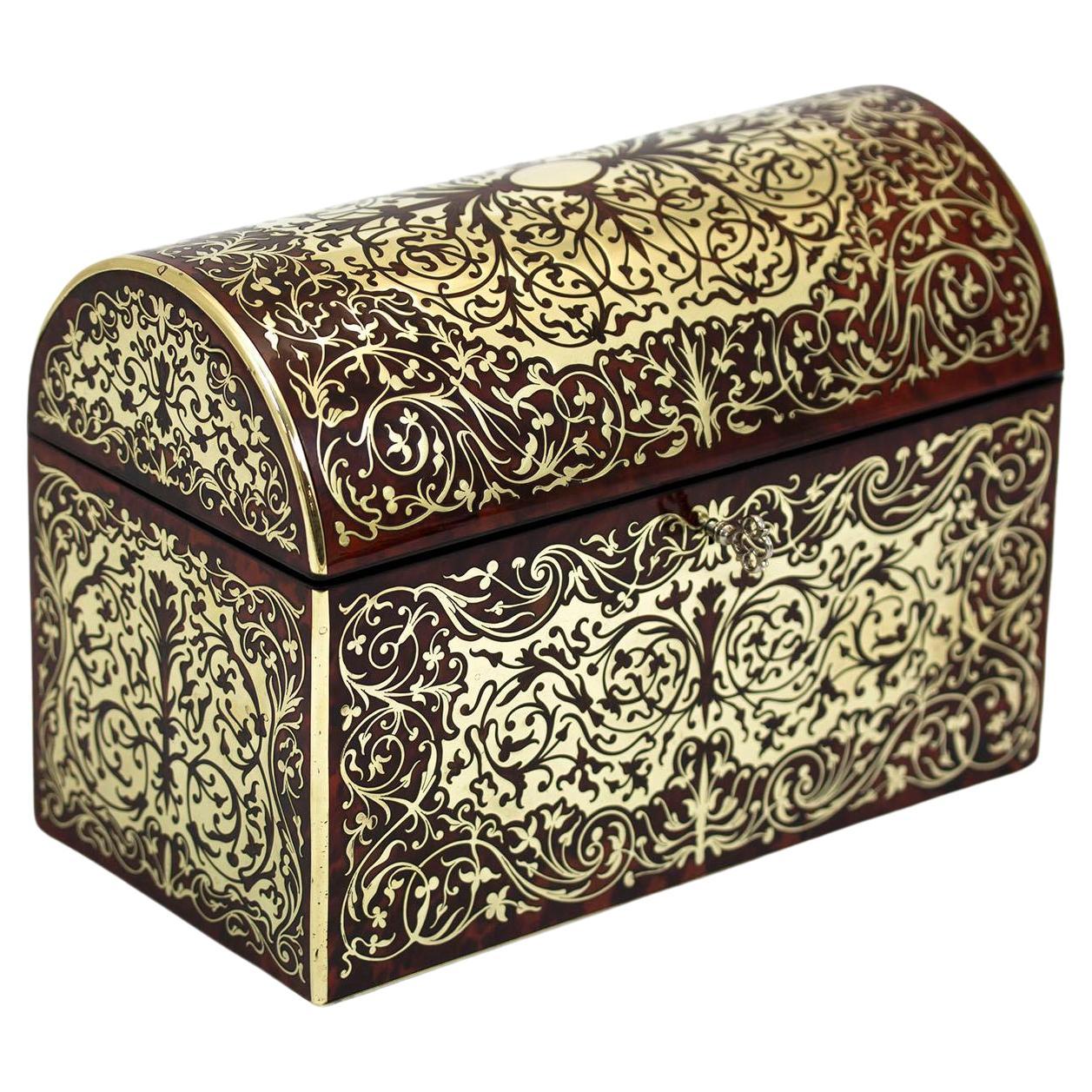 Antique English Boulle Stationery Box by Leuchars & Sons