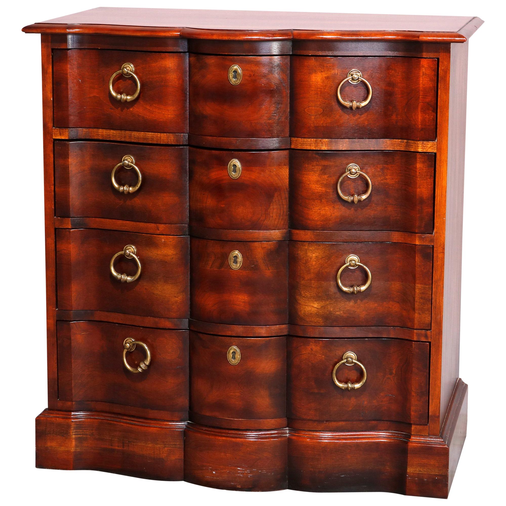 Antique English Bow Front Cherry Chest of Drawers, 20th Century