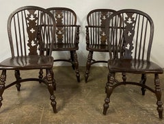 Set of Four (4) Antique English Brace Back Windsor Chairs