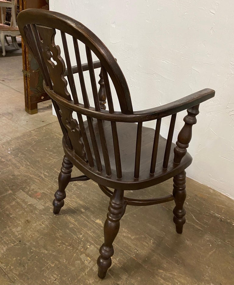 Wood Antique English Brace Back Windsor Chairs For Sale