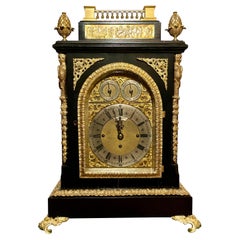 Antique English Bracket Clock Triple Fusee Chiming on Eight Bells, circa 1880