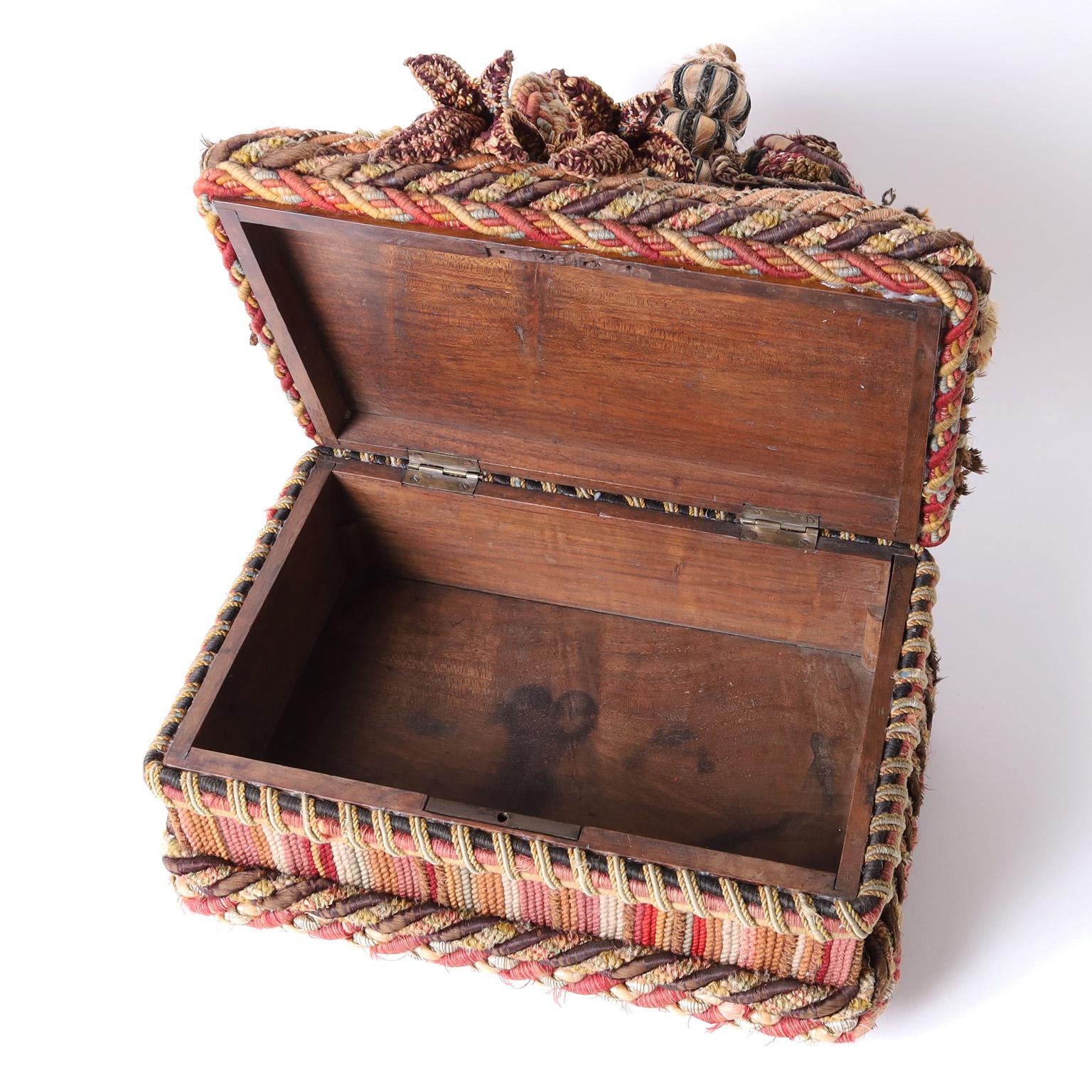 Antique English Braid and Tassel Decorated Box 3