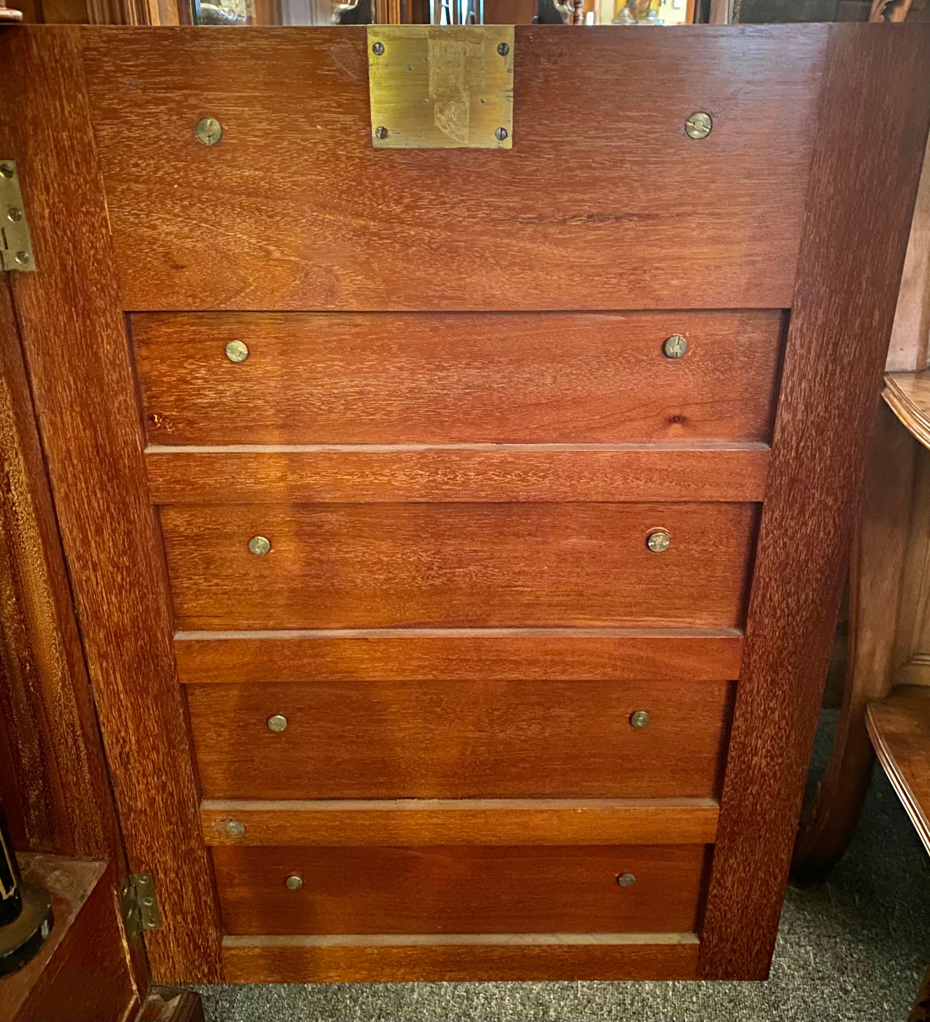 Late 19th Century Antique English Bramah Collector's Mahogany Hidden Safe Cabinet/Chest Circa 1880