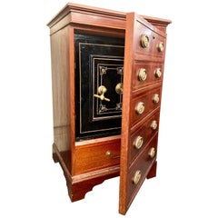 Antique English Bramah Collector's Mahogany Hidden Safe Cabinet/Chest Circa 1880