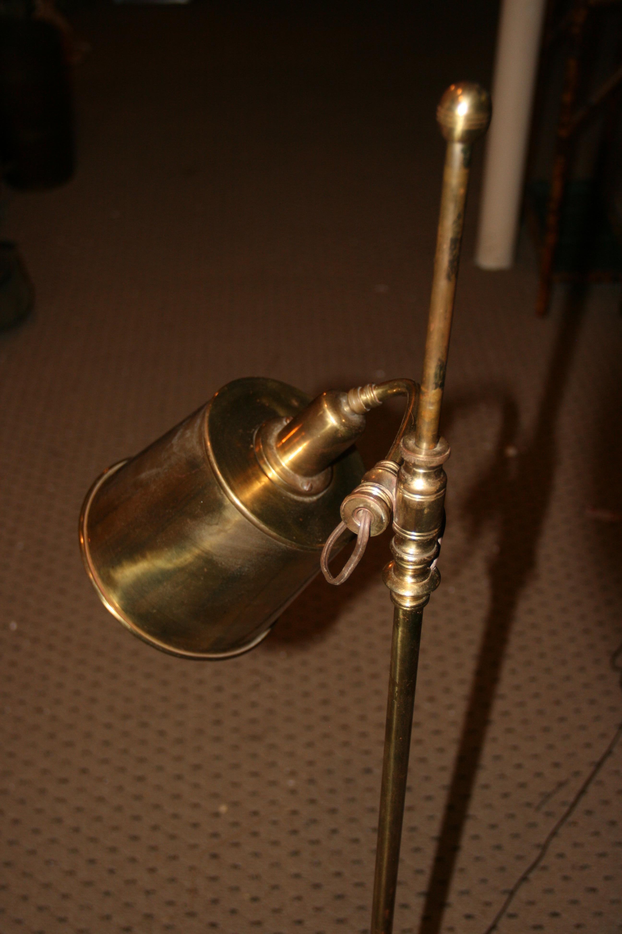 Antique English Brass Adjustible Floor Lamps a Pair For Sale 6