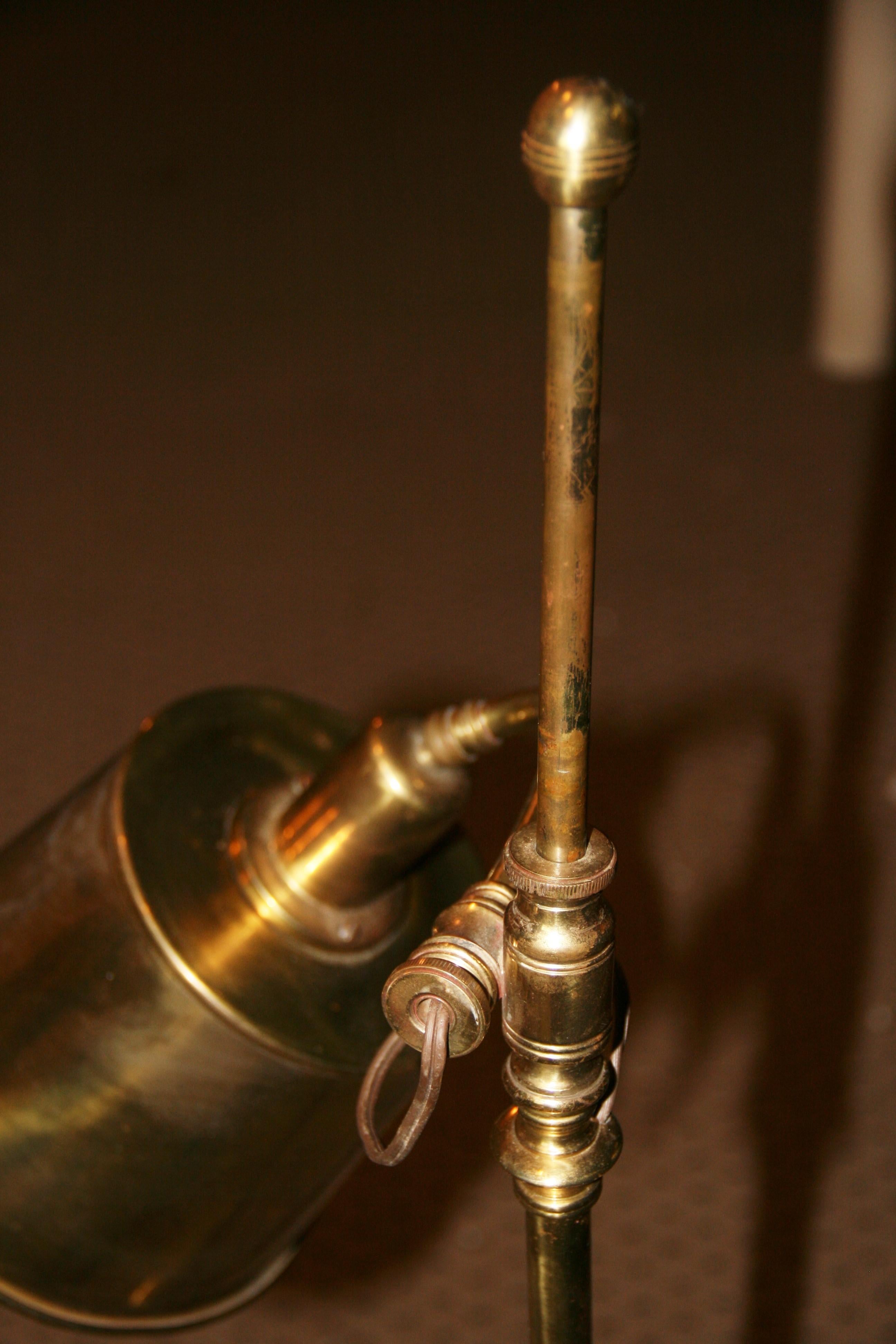 Antique English Brass Adjustible Floor Lamps a Pair For Sale 8