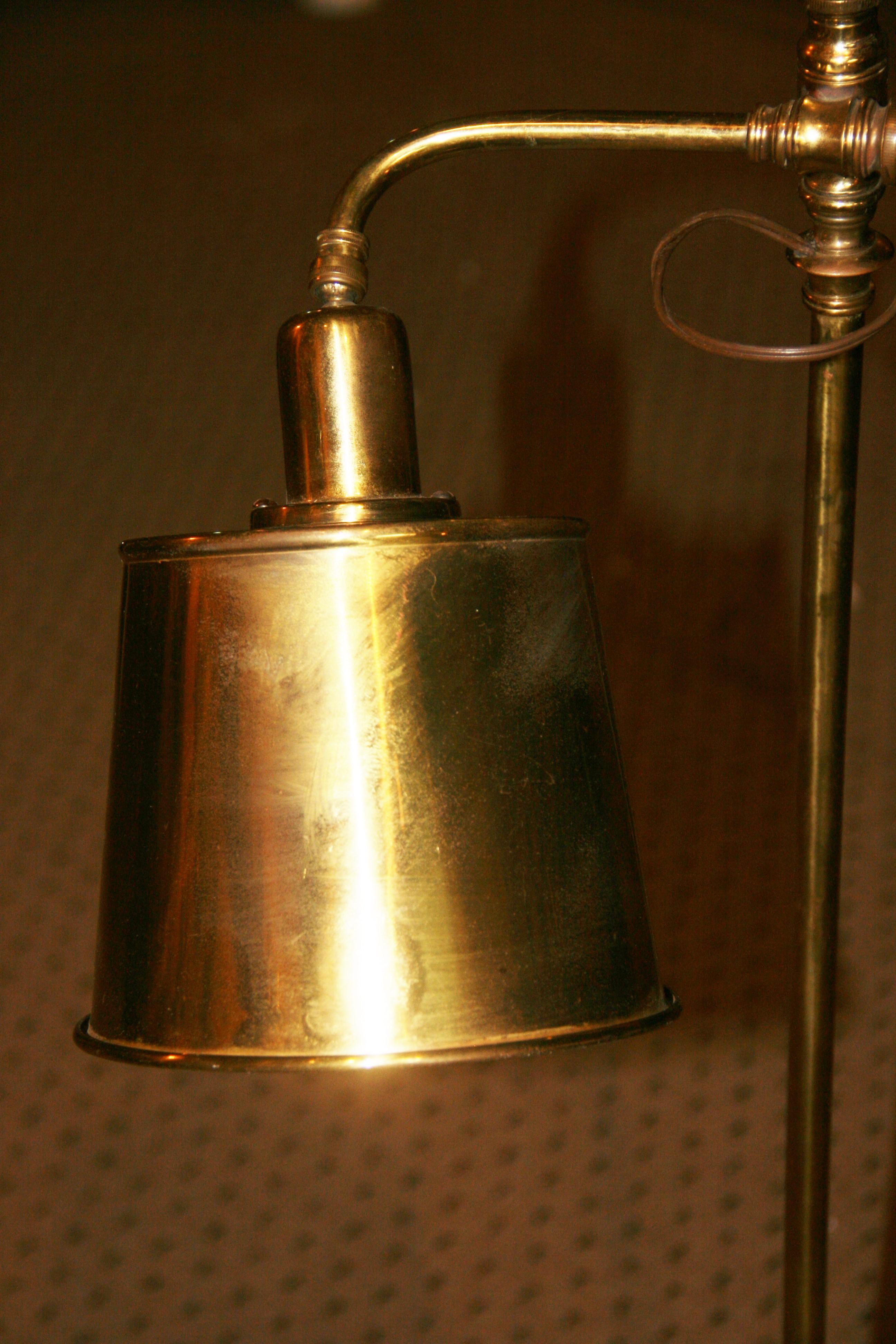Mid-20th Century Antique English Brass Adjustible Floor Lamps a Pair For Sale