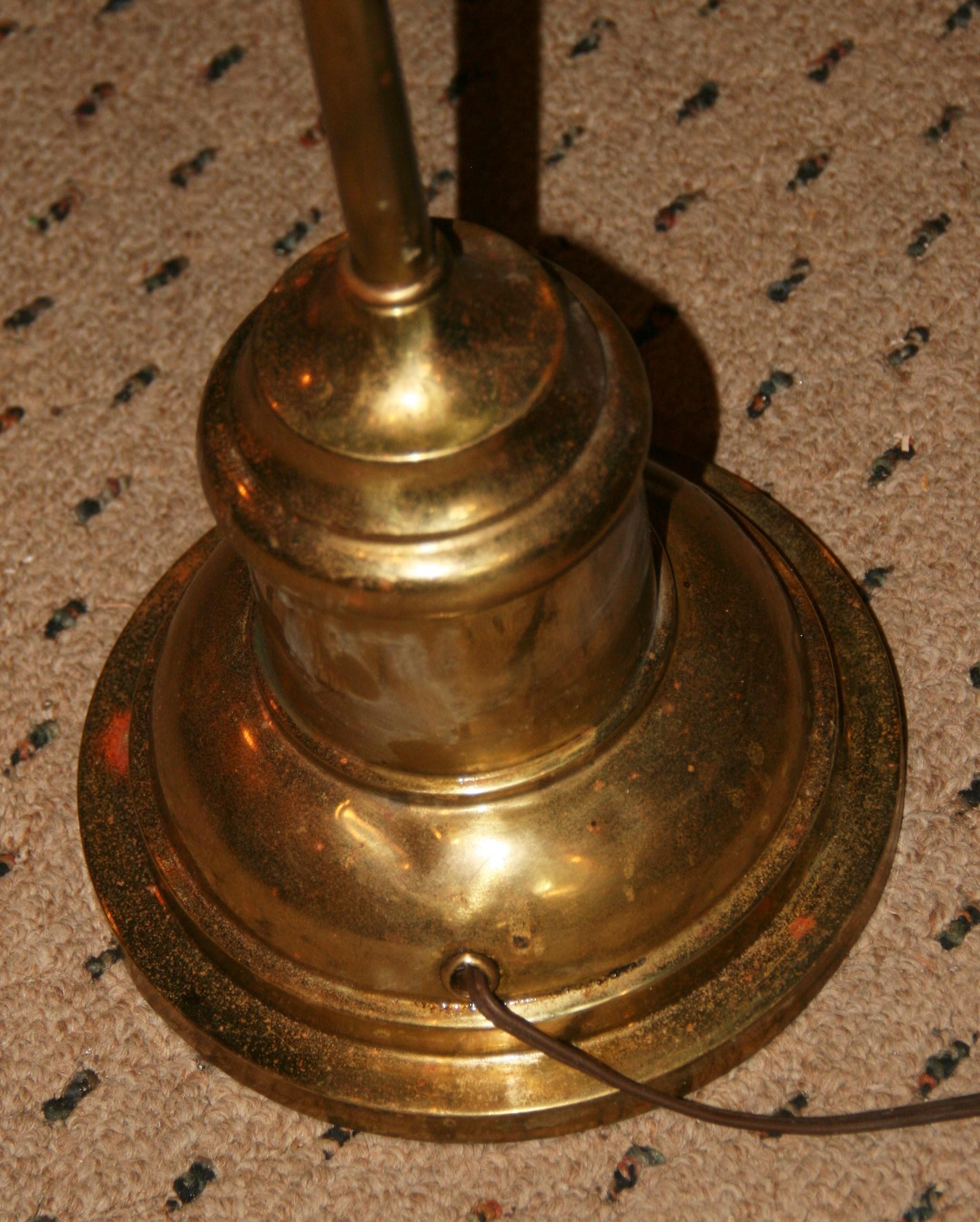 Antique English Brass Adjustible Floor Lamps a Pair For Sale 5