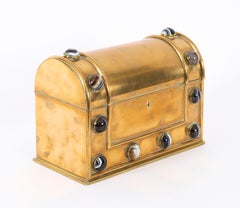 Antike englische Messing Achat Cabochon montiert zwei Stück Schreibtisch Set Mitte 19.