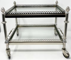 Antique English Brass and Glass Galleried Bar Cart / Occasional Table Circa 1900